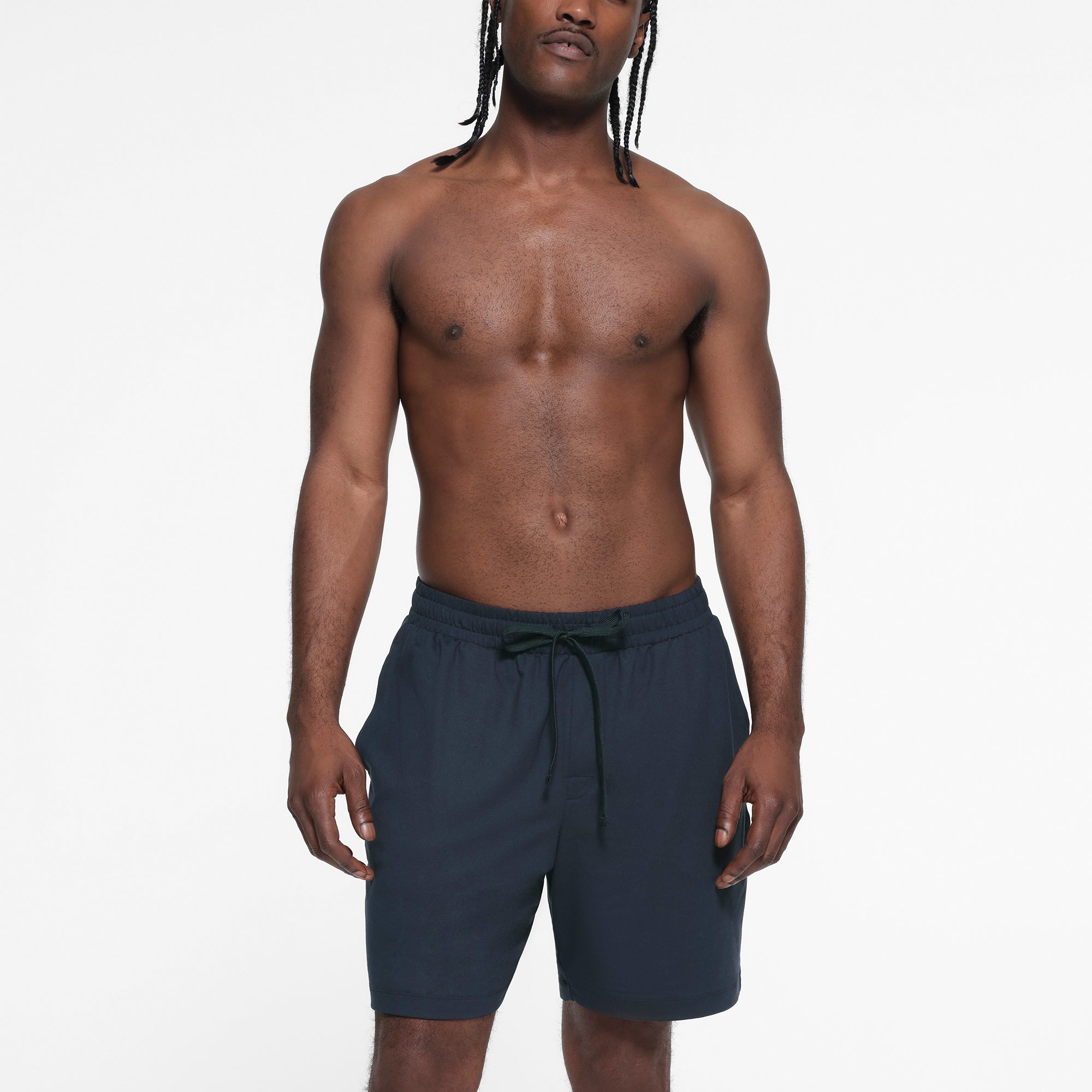 OUTDOOR JERSEY MENS CLASSIC SHORT | MIDNIGHT BLUE ON A MODEL FRONT VIEW