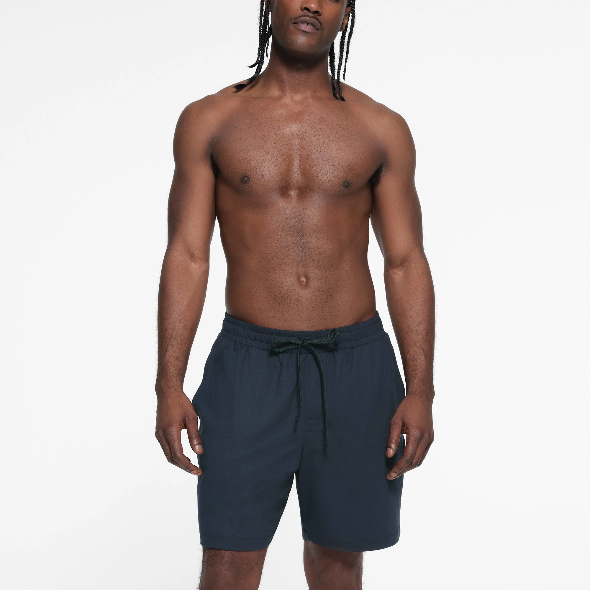 OUTDOOR JERSEY MENS CLASSIC SHORT | MIDNIGHT BLUE ON A MODEL FRONT VIEW