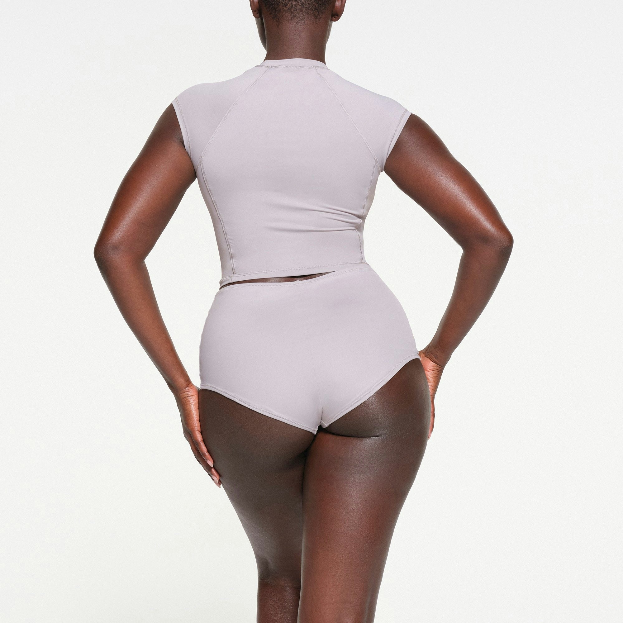 SIGNATURE SWIM BOY SHORT | CHROME ON A MODEL BACK VIEW