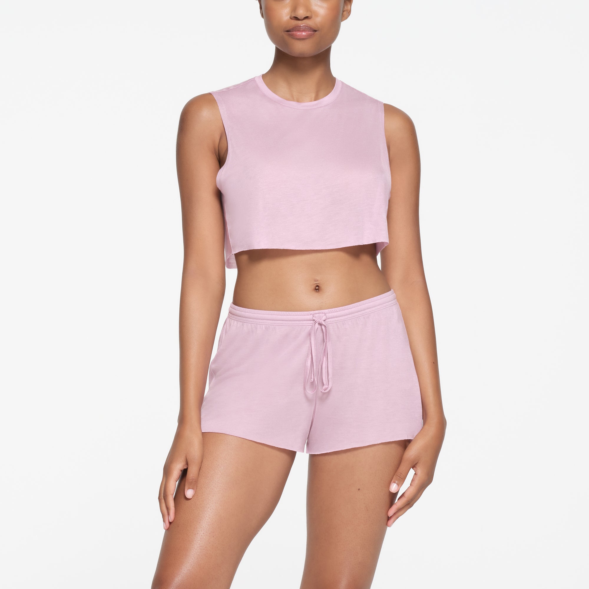 KIM'S SLEEP SHORT SHORT | ORCHID ON A MODEL FRONT VIEW