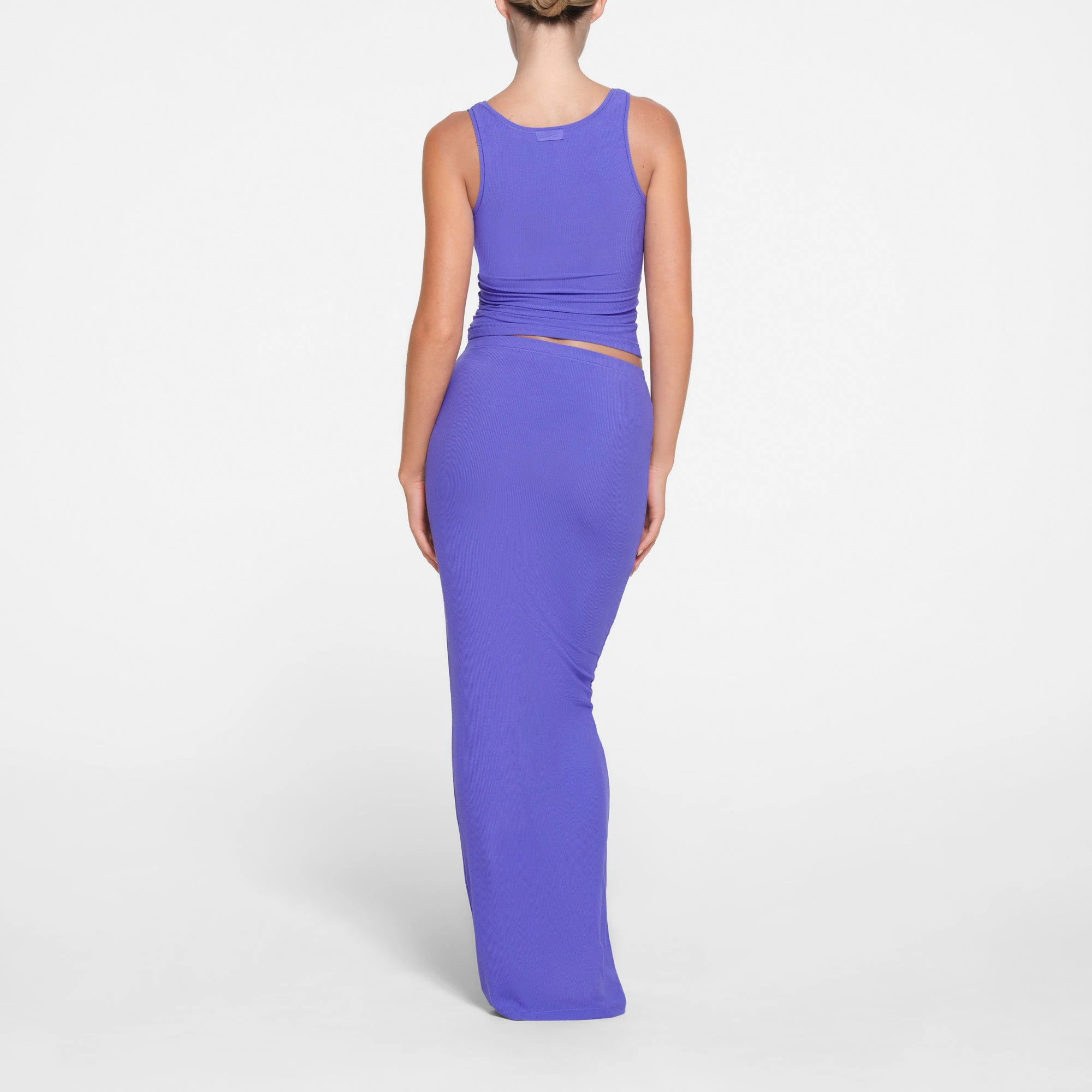 SOFT LOUNGE LONG SKIRT | TANZANITE ON A MODEL BACK VIEW