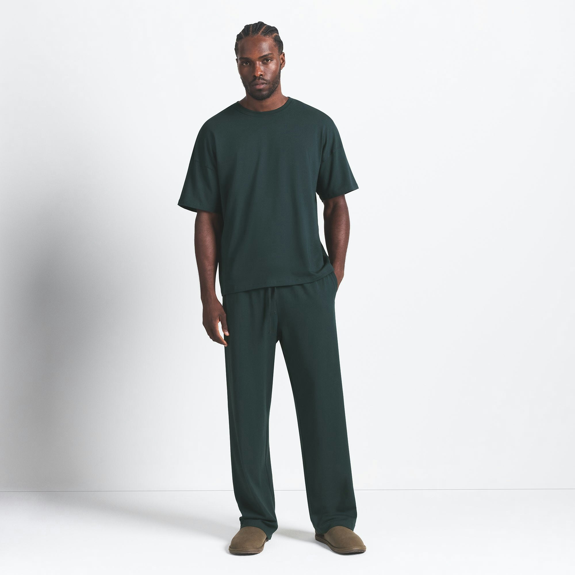 JERSEY LOUNGE MENS RELAXED STRAIGHT LEG PANT | TINT ON A MODEL FRONT VIEW @ | FOCUS: 0.0, 1.0, 0.9