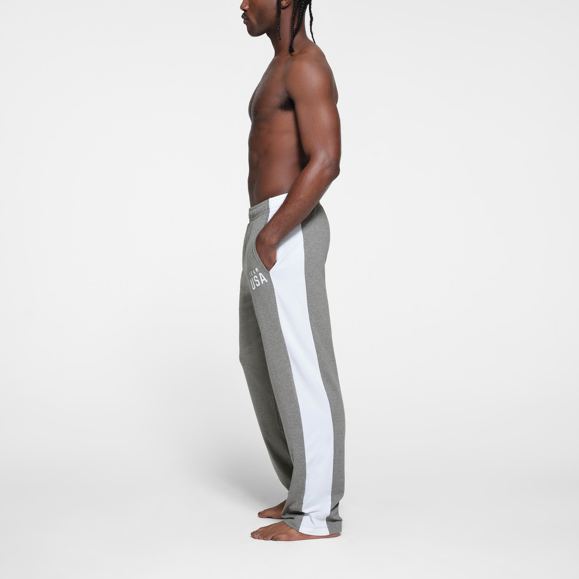 SKIMS FOR TEAM USA JERSEY SLEEP MENS OLYMPIC PANT | HEATHER GREY
