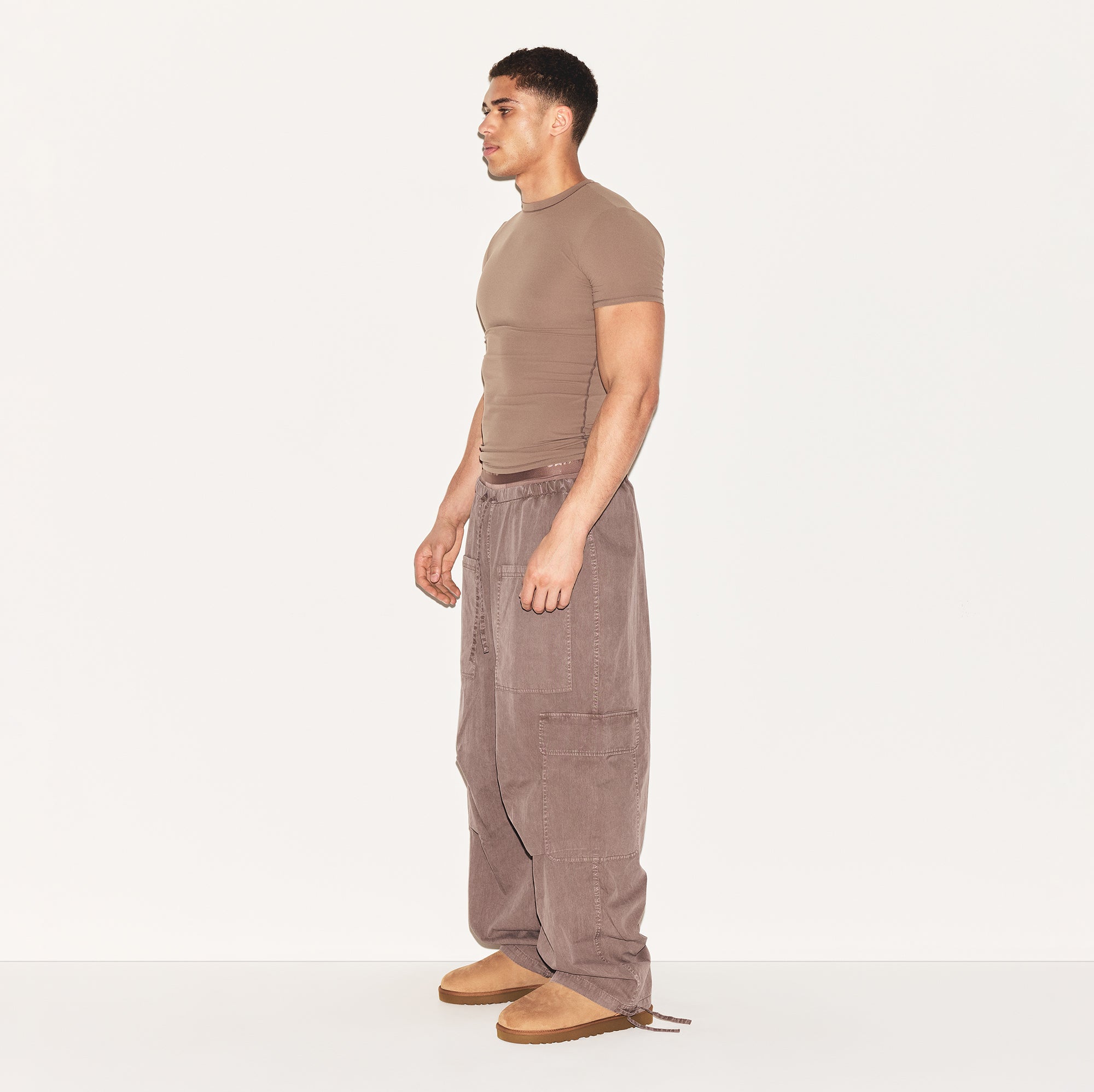 ボトムスその他 Sportmax Caramel-coloured cargo trousers High-rise wide-leg denim cargo pants in beige - Sportmax
