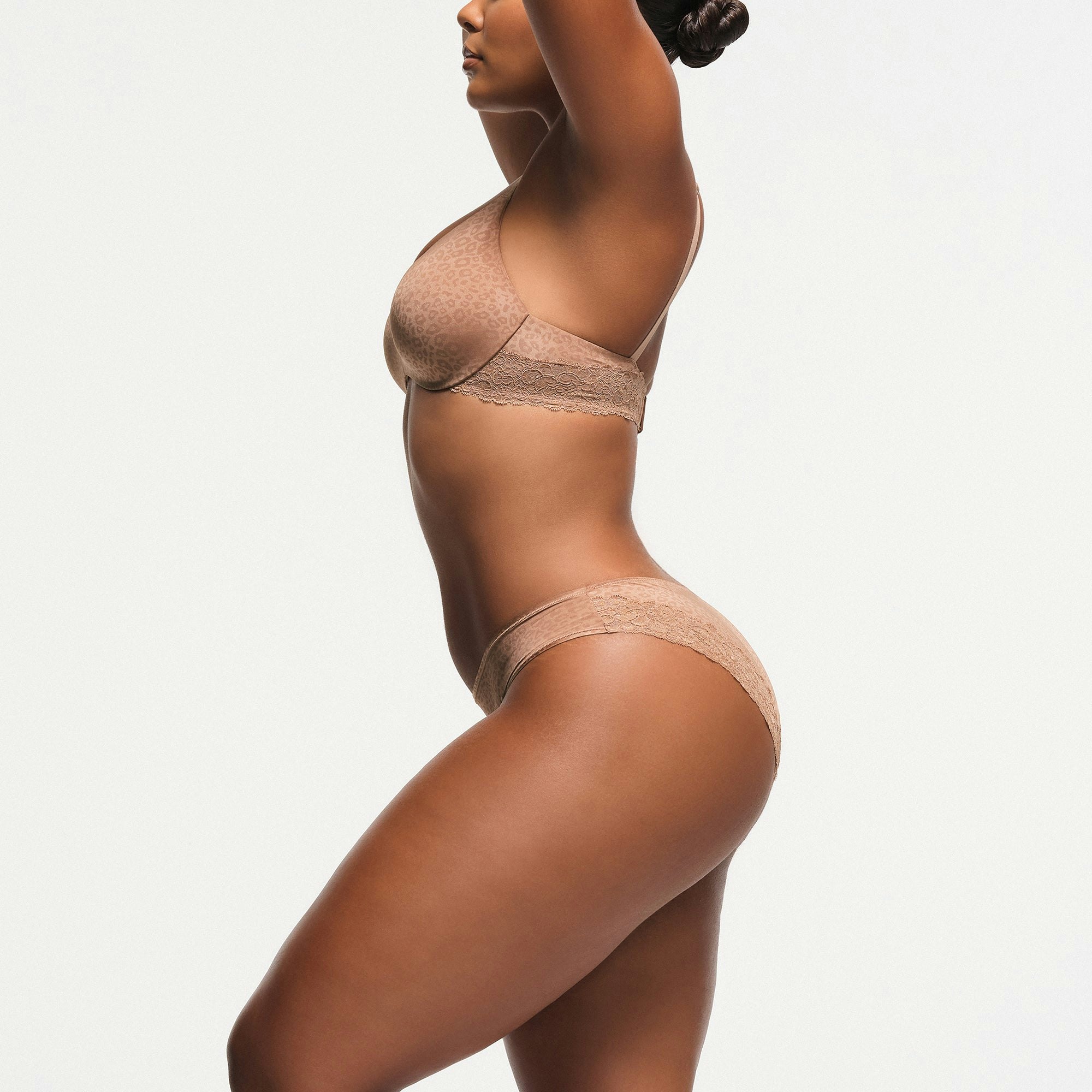 SHINE FOUNDATIONS CHEEKY BRIEF | SIENNA MICRO LEOPARD PRINT ON A MODEL SIDE VIEW