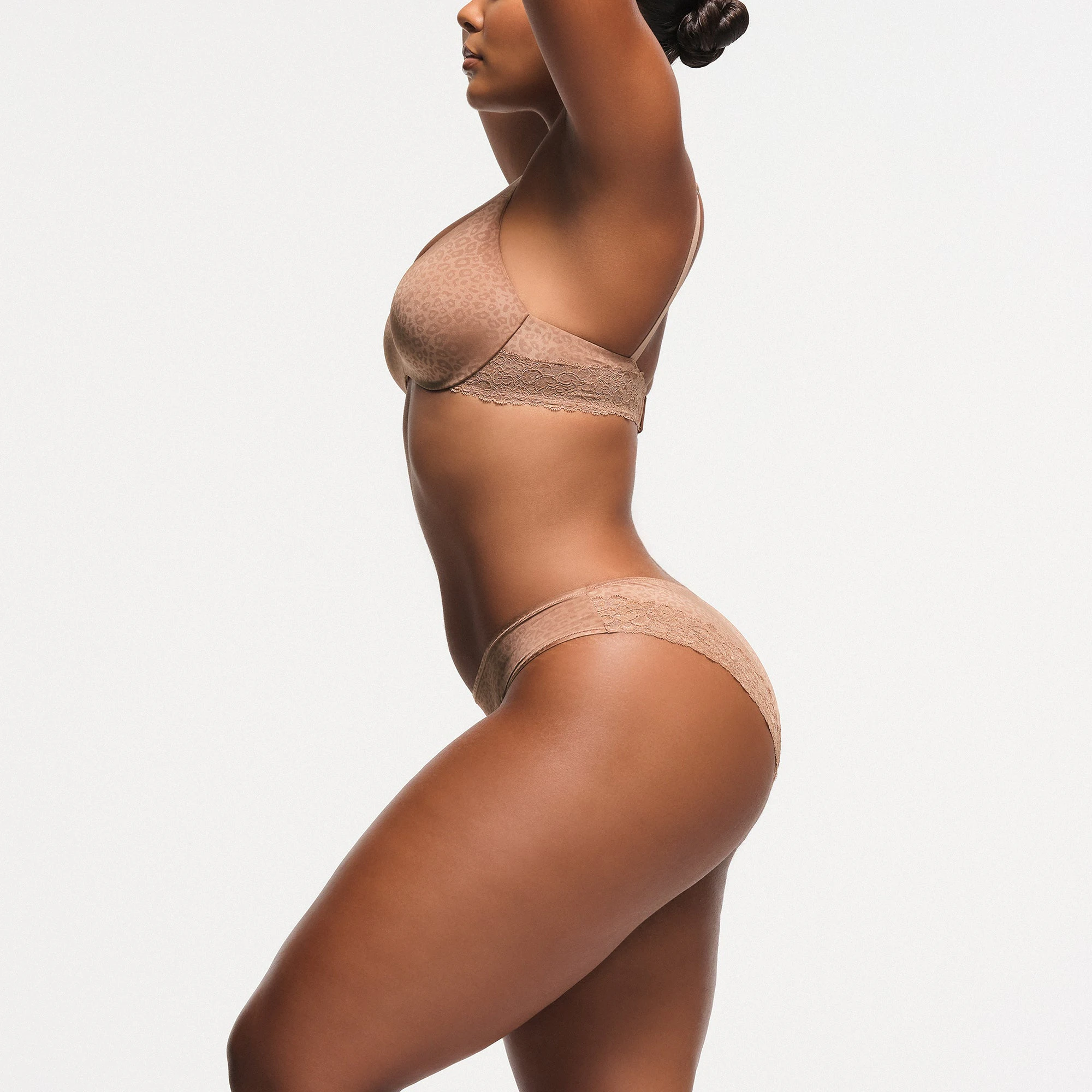 SHINE FOUNDATIONS CHEEKY BRIEF | SIENNA MICRO LEOPARD PRINT ON A MODEL SIDE VIEW