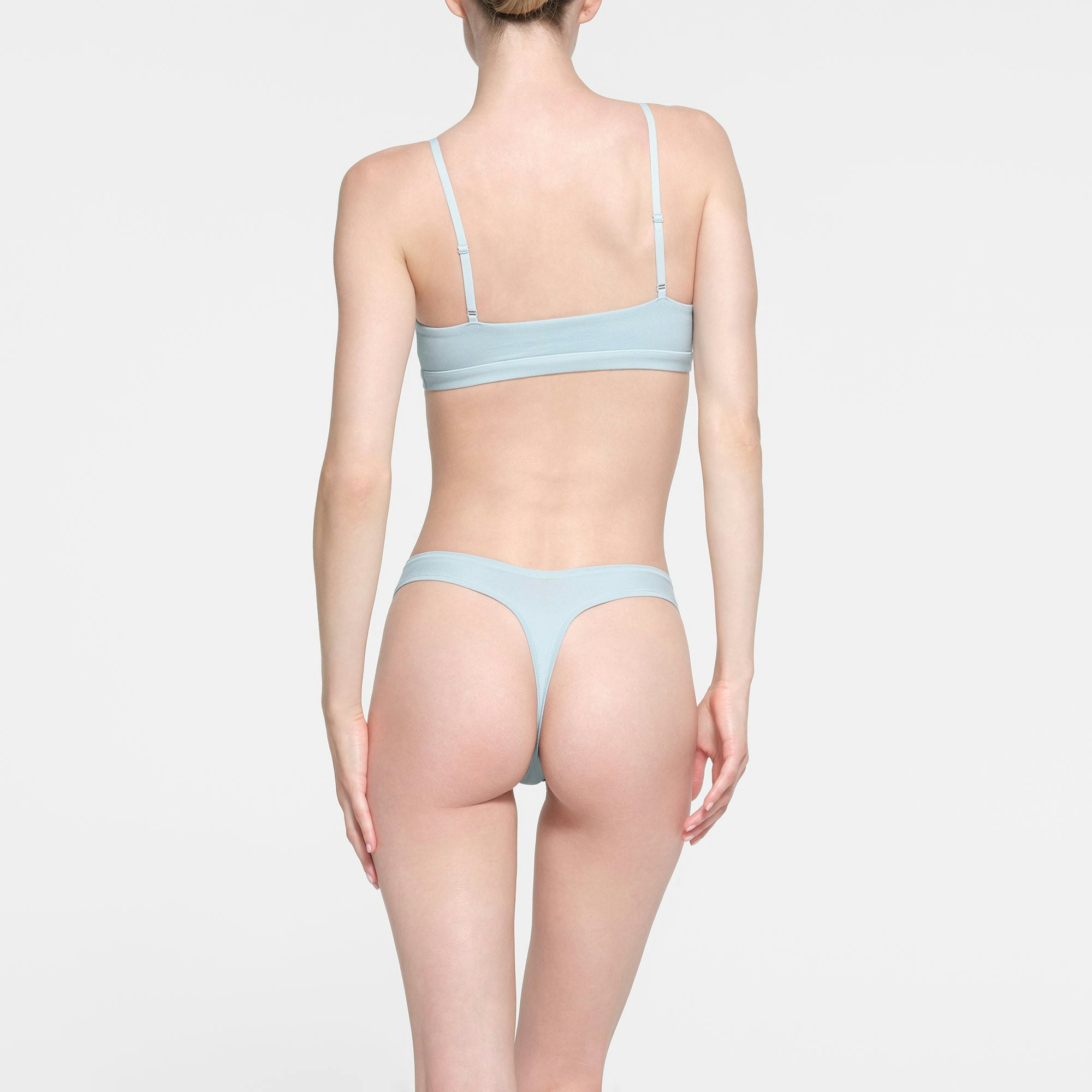 COTTON JERSEY SCOOP BRALETTE | OPAL ON A MODEL BACK VIEW