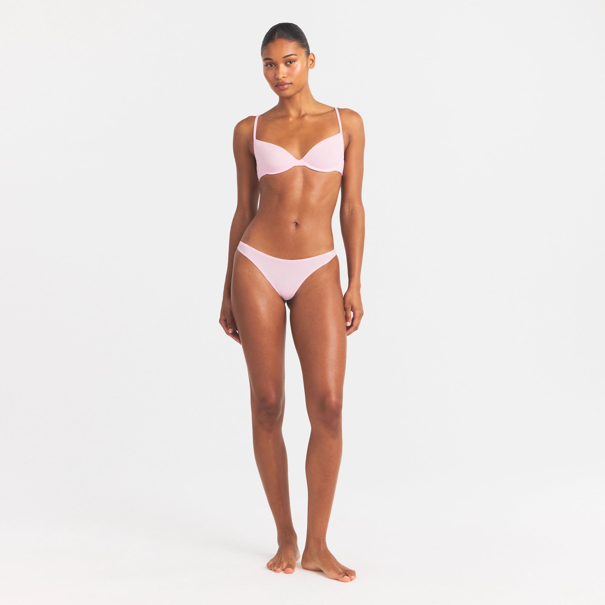EVERYDAY COTTON UNLINED DEMI BRA | PEONY ON A MODEL FRONT VIEW @ | FOCUS: 0.0, 1.0, 0.9
