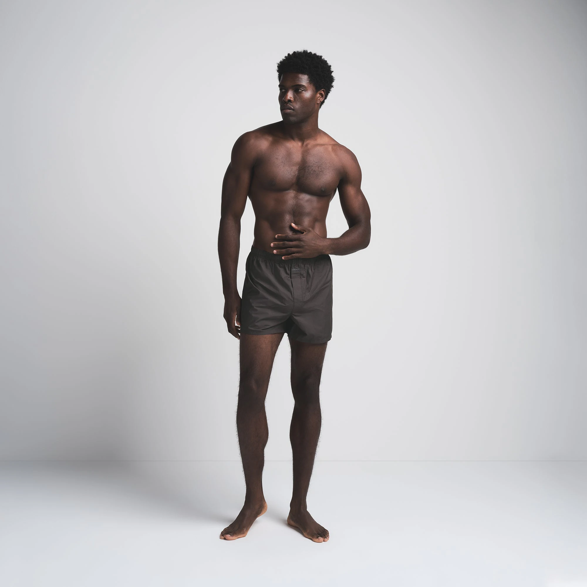 COTTON POPLIN MENS BOXER 3-PACK | ONYX ASH FAIR ISLE ON A MODEL FRONT VIEW