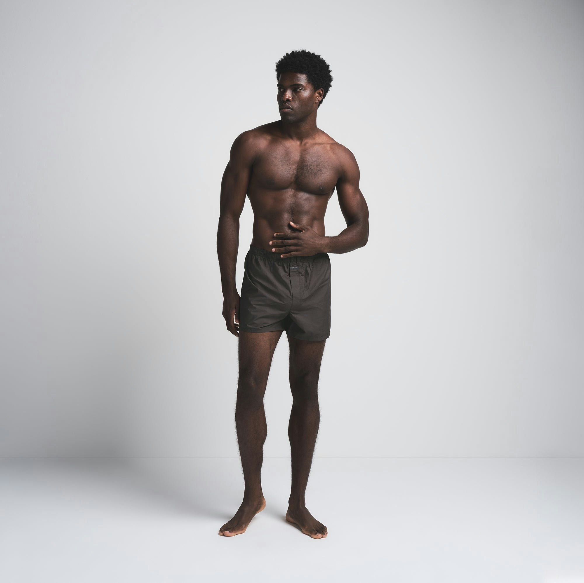 COTTON POPLIN MENS BOXER 3-PACK | ONYX ASH FAIR ISLE ON A MODEL FRONT VIEW