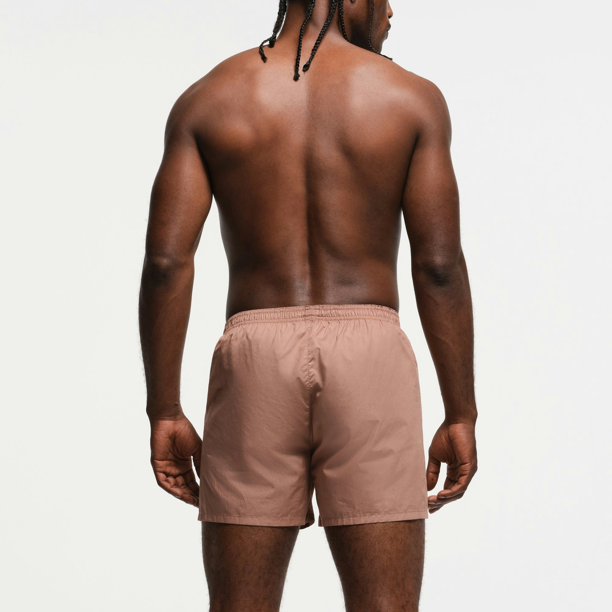 COTTON POPLIN MENS BOXER | SIENNA ON A MODEL BACK VIEW