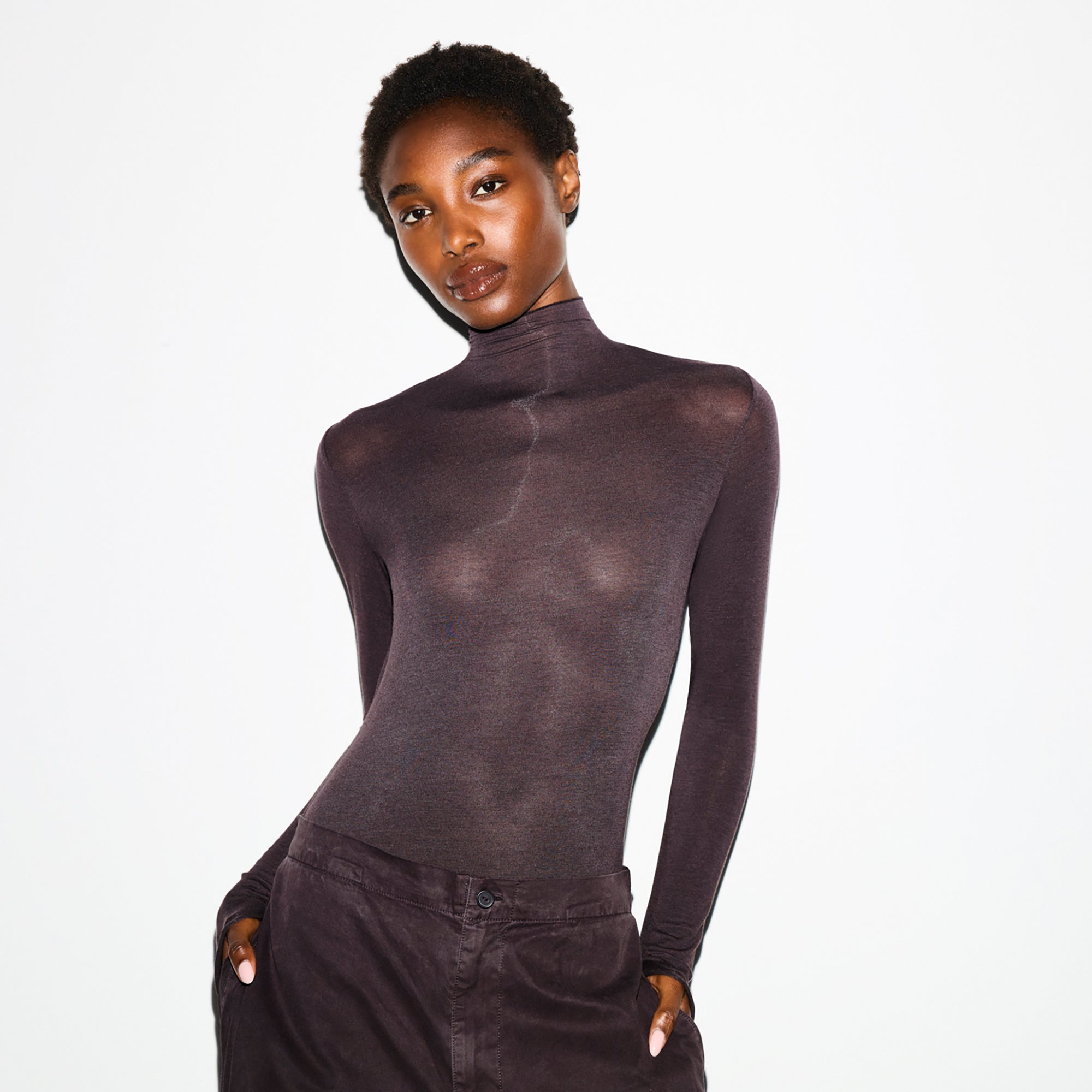 SHEER MODAL LONG SLEEVE TURTLENECK BODYSUIT | PHOENIX | SKIMS