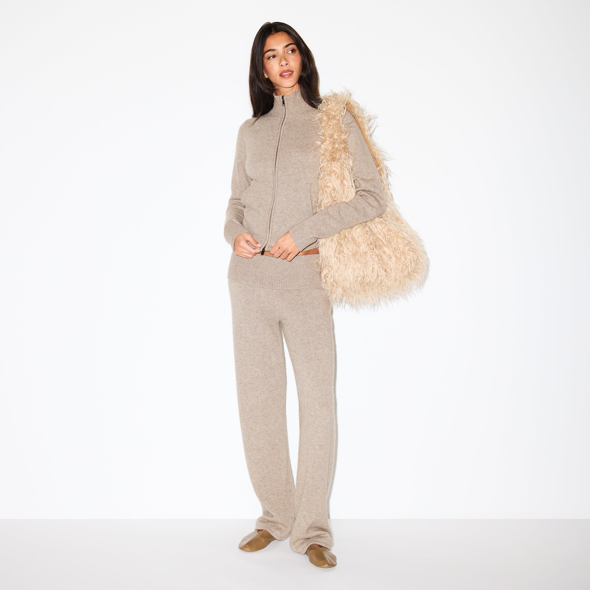 THE DAY WOOL CASHMERE 2 TUCK WIDE PANTS WOOL CASHMERE FOLDOVER