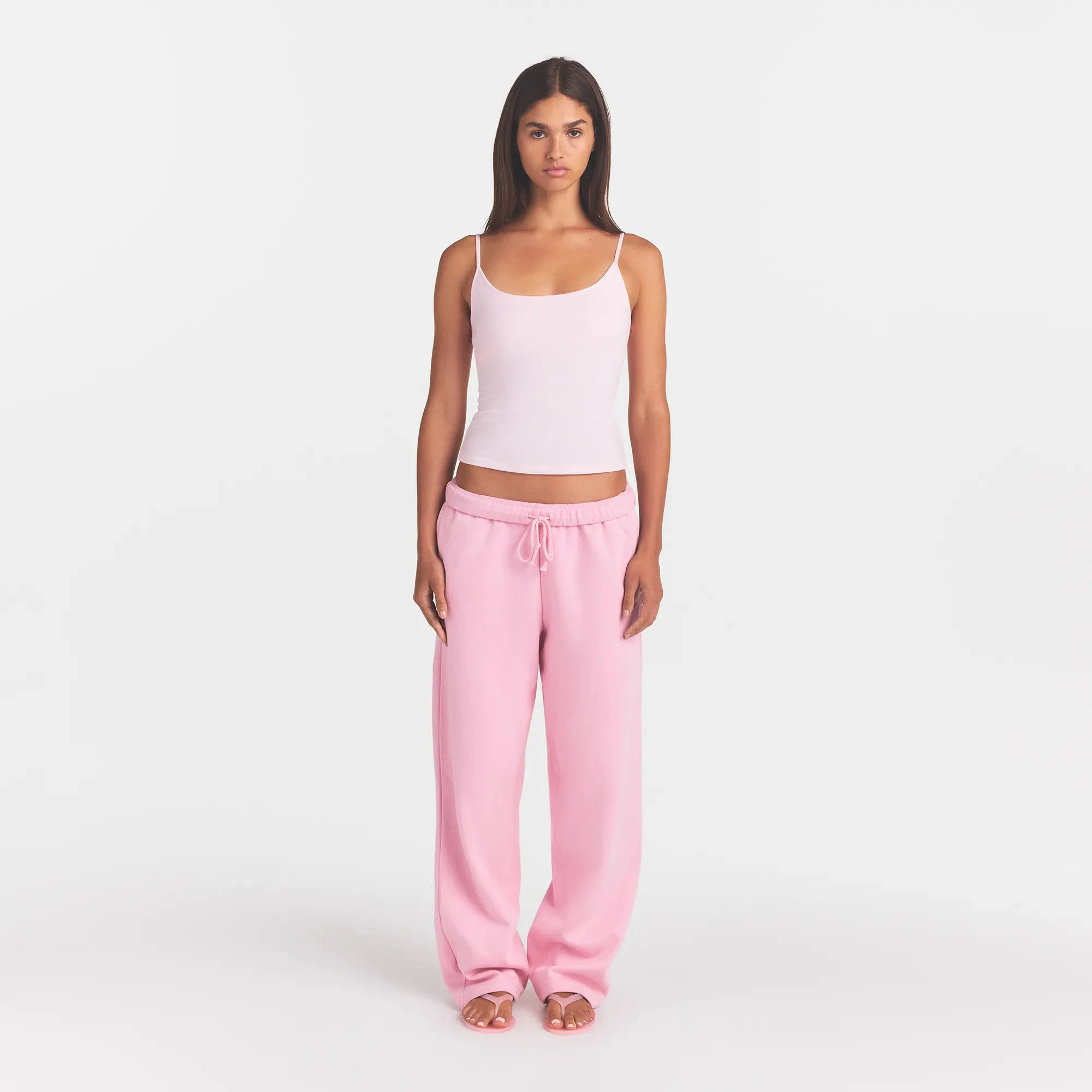 COTTON FLEECE CLASSIC STRAIGHT LEG PANT | HALITE WITH SNOW LOGO ON A MODEL FRONT VIEW @ | FOCUS: 0.0, 1.0, 0.9