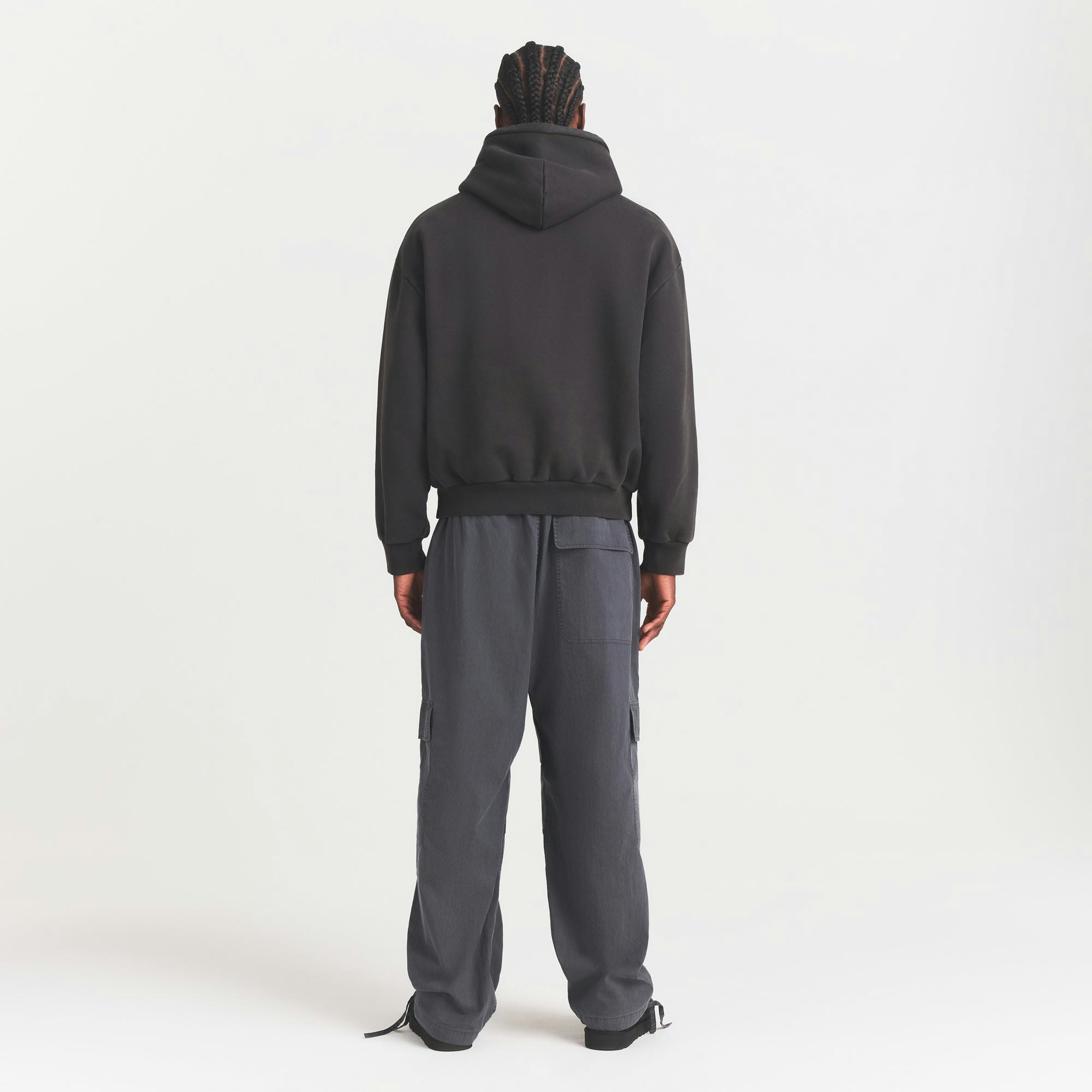 WOVEN MENS CARGO PANT | ASH ON A MODEL FRONT VIEW @ | FOCUS: 0.0, 1.0, 0.9