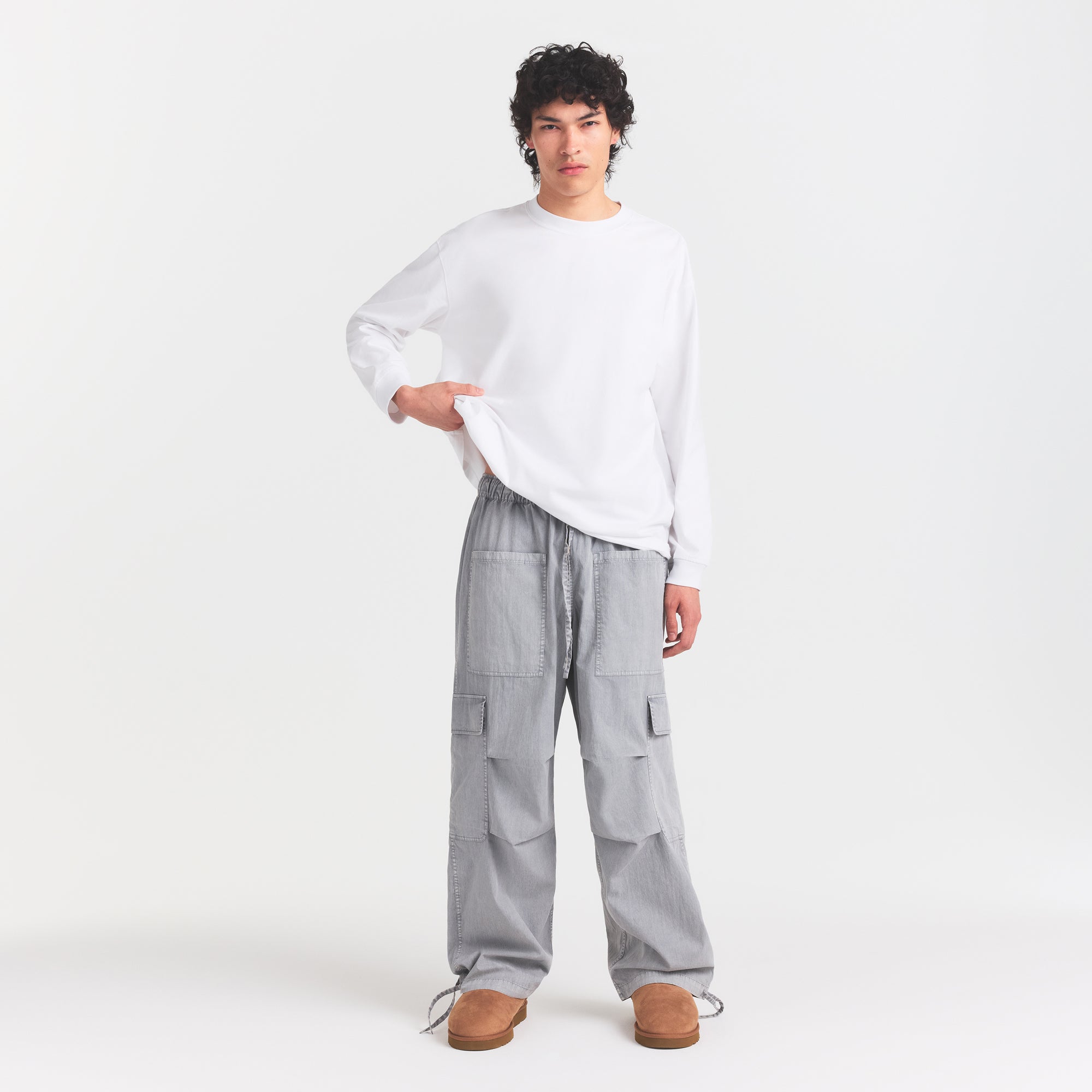 WOVEN MENS CARGO PANT | PACIFIC ON A MODEL FRONT VIEW @ | FOCUS: 0.0, 1.0, 0.9