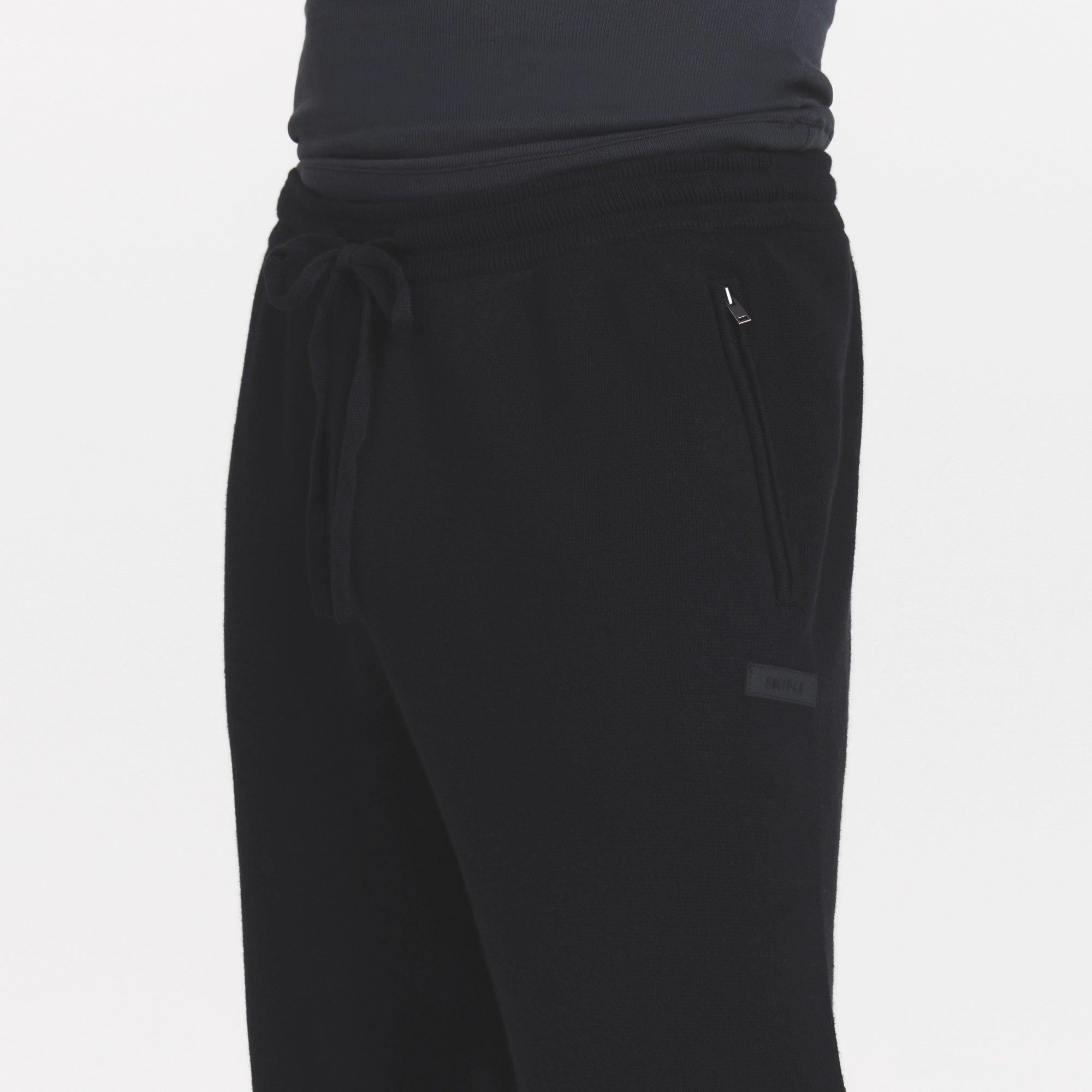 COTTON KNIT MENS STRAIGHT LEG JOGGER | ONYX ON A MODEL SIDE VIEW @ | FOCUS: 0.0, 1.0, 0.9