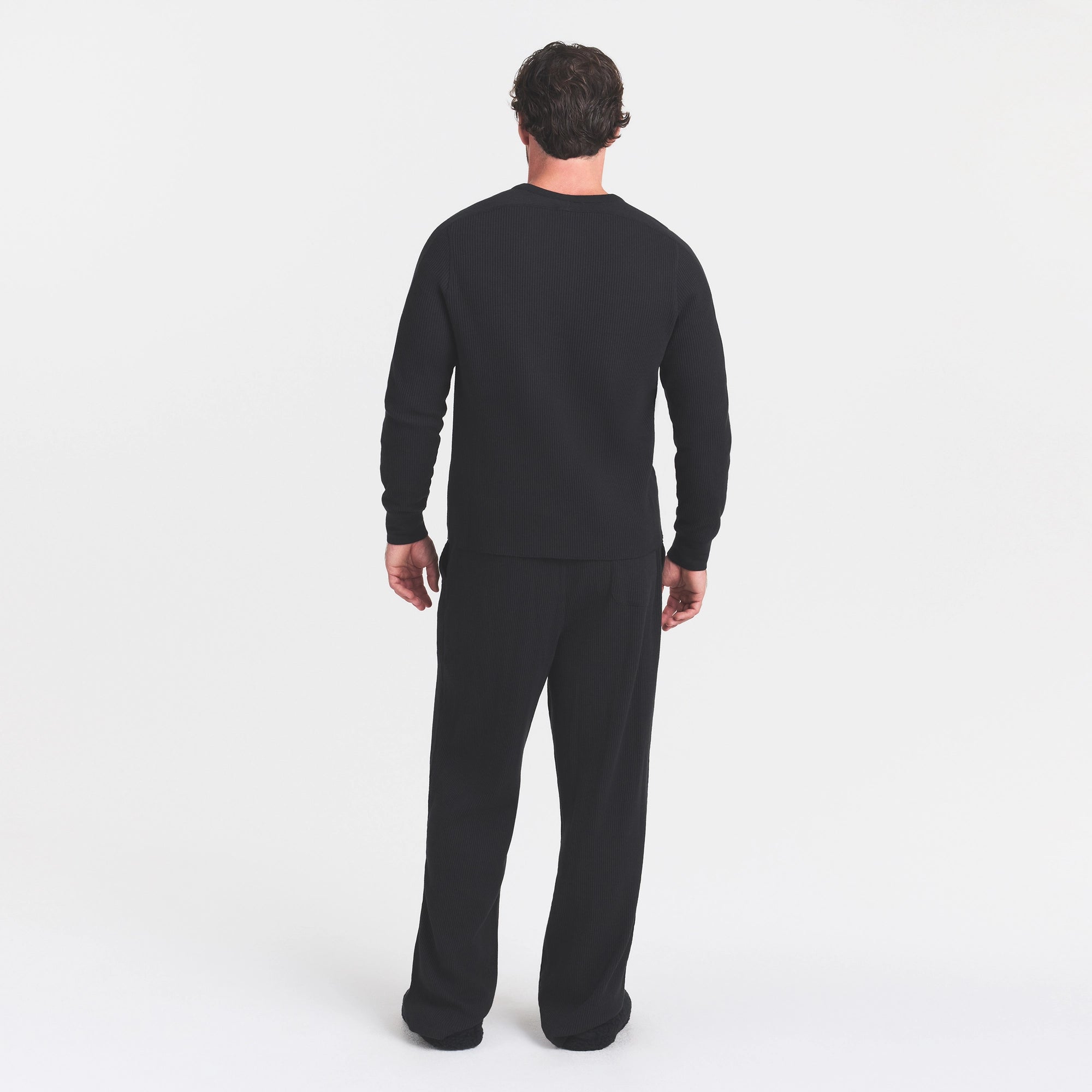 WAFFLE MENS STRAIGHT LEG PANT | ONYX ON A MODEL FRONT VIEW @ | FOCUS: 0.0, 1.0, 0.9