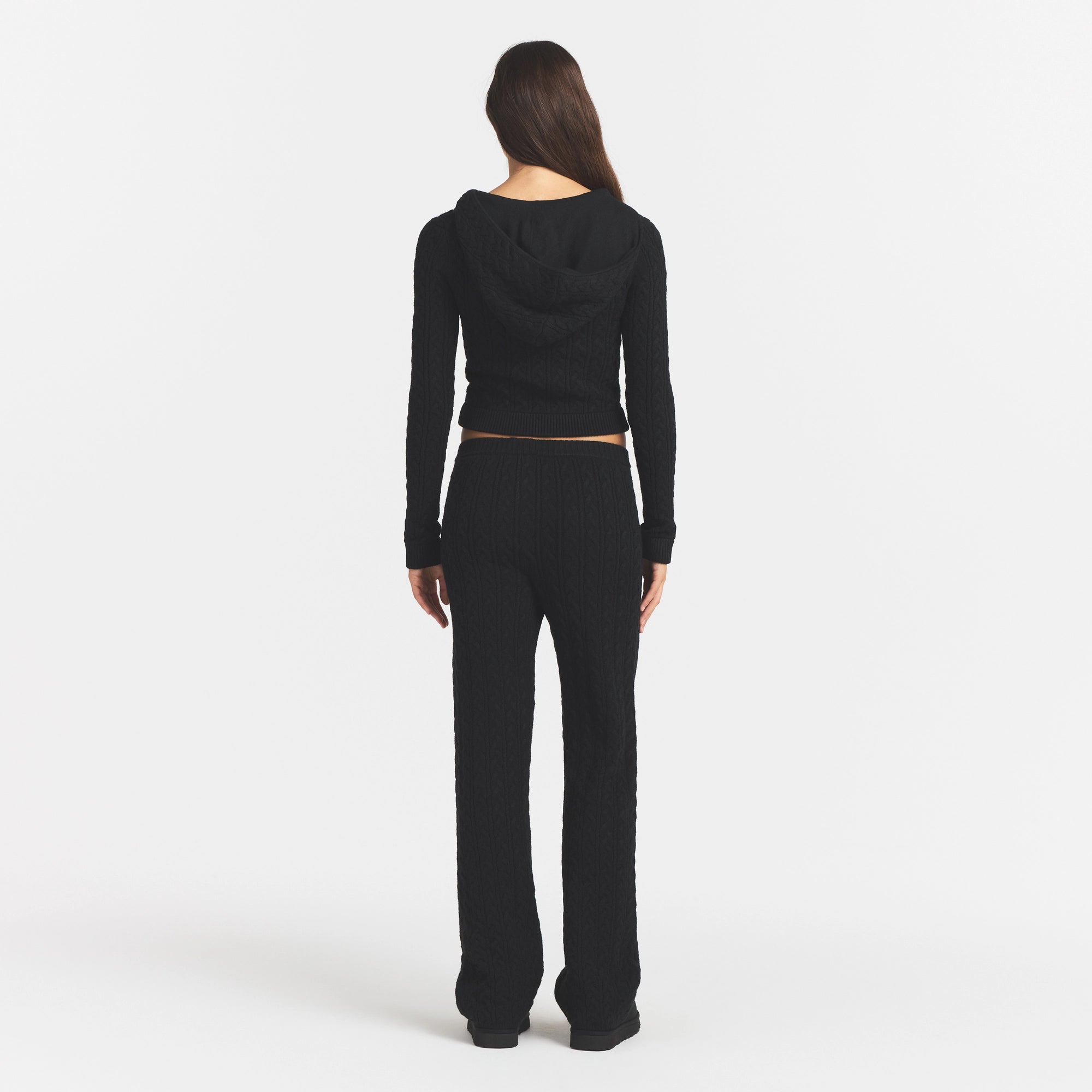SWEATER KNIT STRAIGHT LEG PANT | ONYX ON A MODEL FRONT VIEW @ | FOCUS: 0.0, 1.0, 0.9