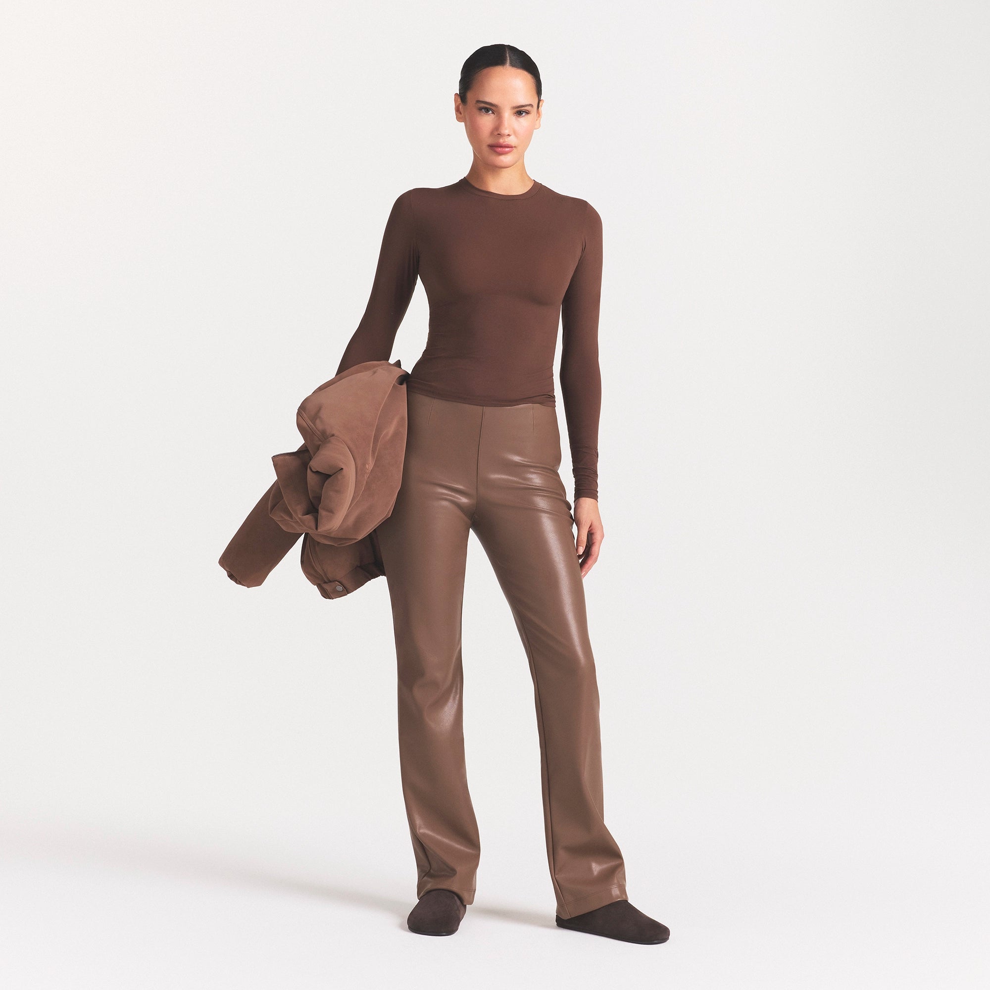 FAUX LEATHER PANT | JASPER ON A MODEL FRONT VIEW @ | FOCUS: 0.0, 1.0, 0.9