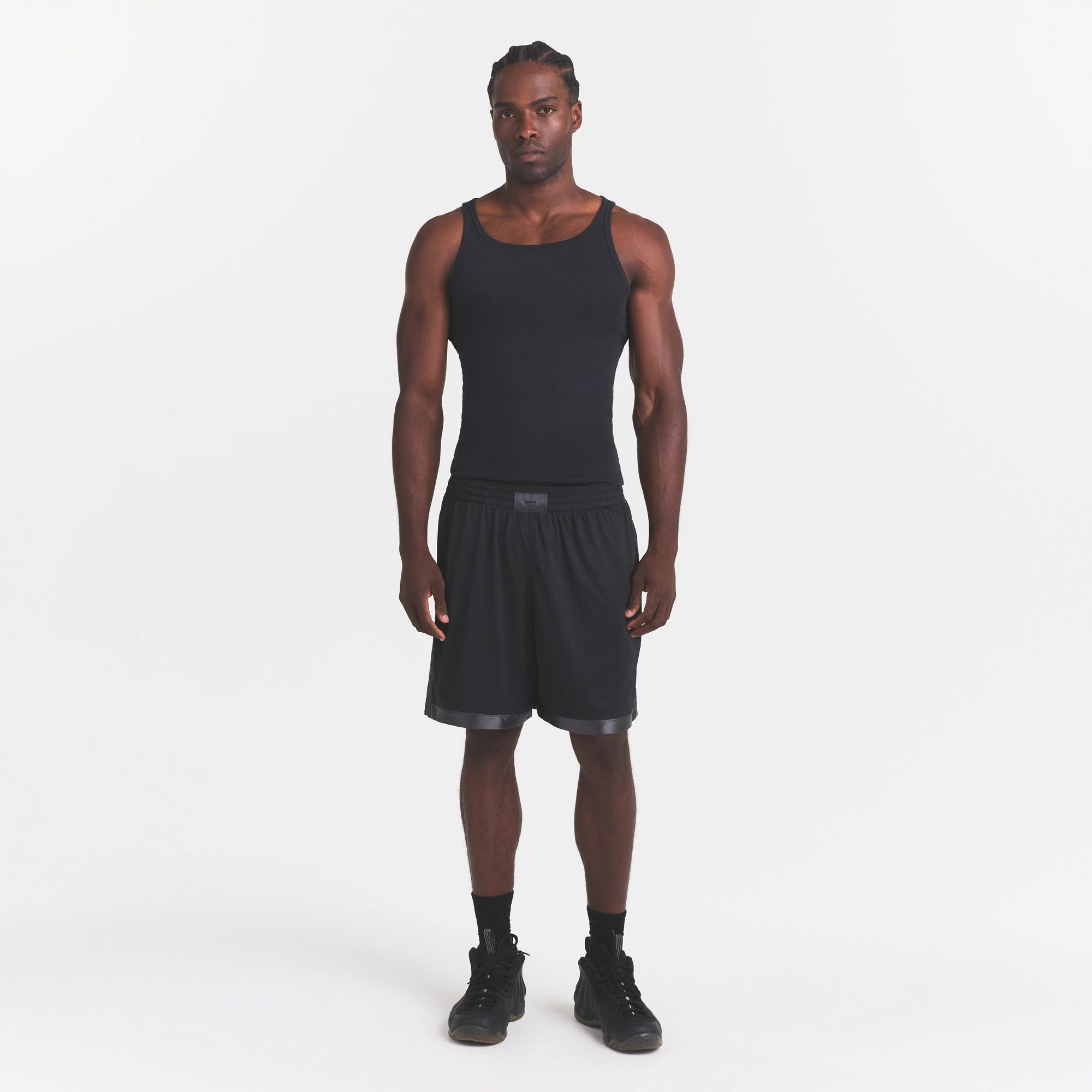 MESH APPAREL MENS SHORT | ONYX ON A MODEL FRONT VIEW @ | FOCUS: 0.0, 1.0, 0.9