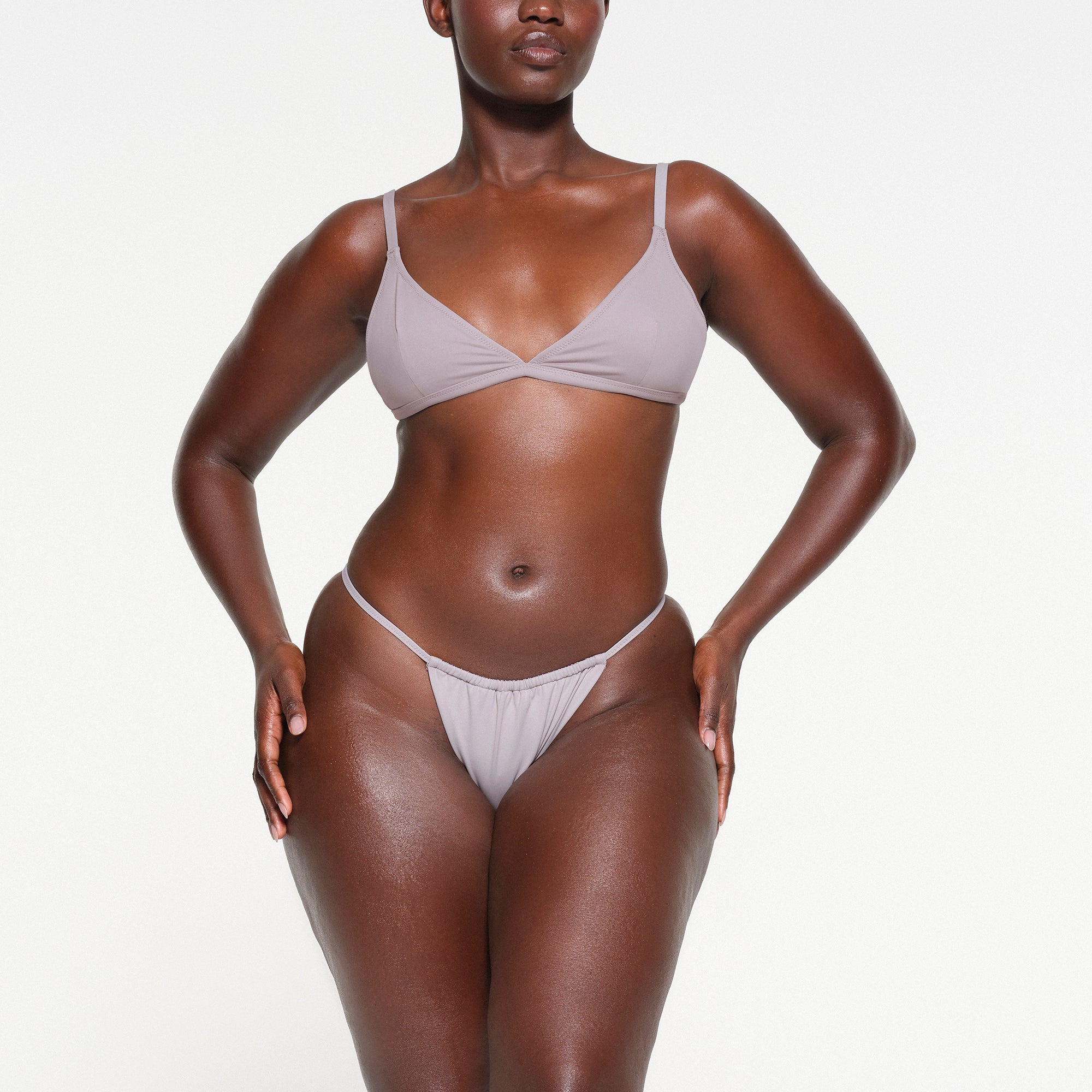 SIGNATURE SWIM ADJUSTABLE TRIANGLE TOP | CHROME ON A MODEL FRONT VIEW