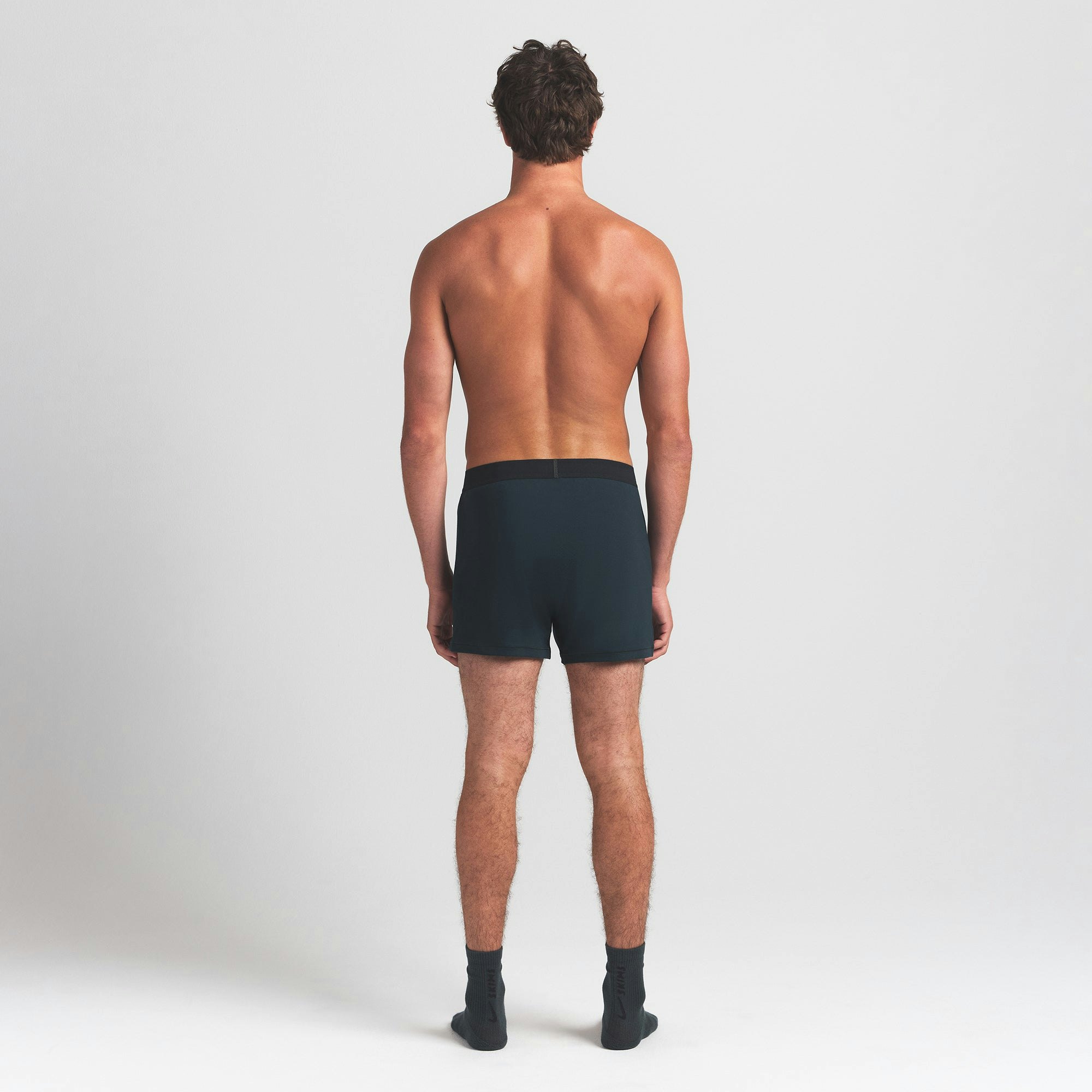 SKIMS COTTON MENS KNIT BOXER 3-PACK | VERDANT MULTI ON A MODEL BACK VIEW @ | FOCUS: 0.0, 1.0, 0.9