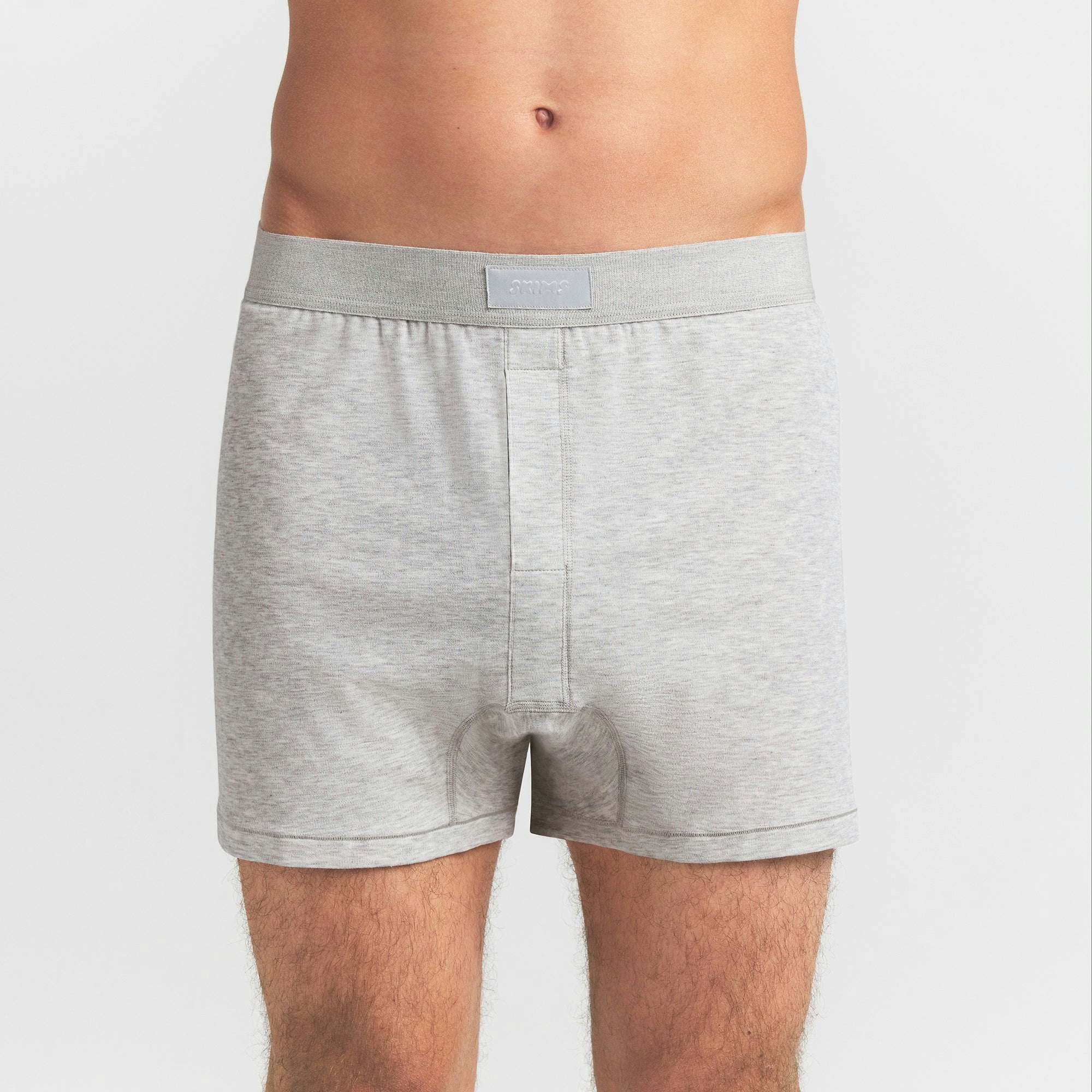 SKIMS COTTON MENS KNIT BOXER 3-PACK | VERDANT MULTI ON A MODEL FRONT VIEW @ | FOCUS: 0.0, 1.0, 0.9