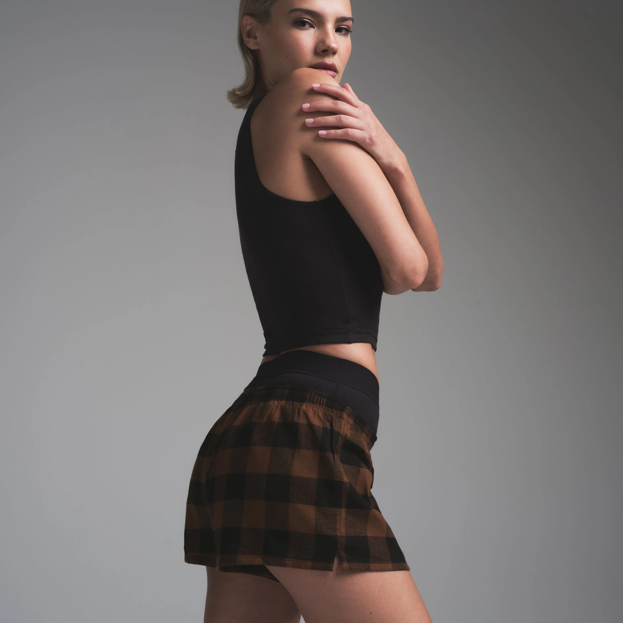 FLANNEL SLEEP CHEEKY BOXER | JASPER BUFFALO CHECK ON A MODEL SIDE VIEW