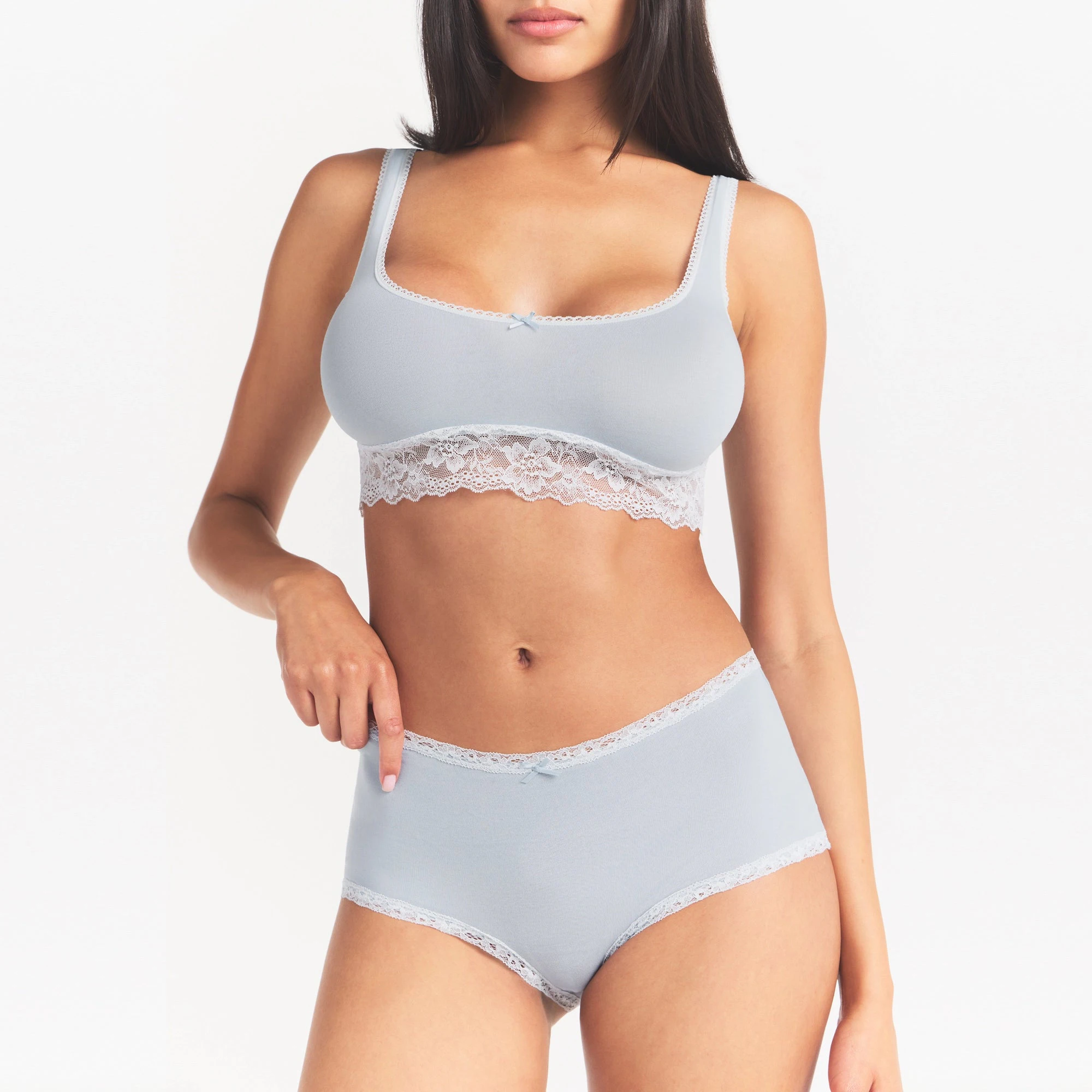 LIGHTWEIGHT COTTON LACE BOY SHORT | AIRSPACE ON A MODEL SIDE VIEW