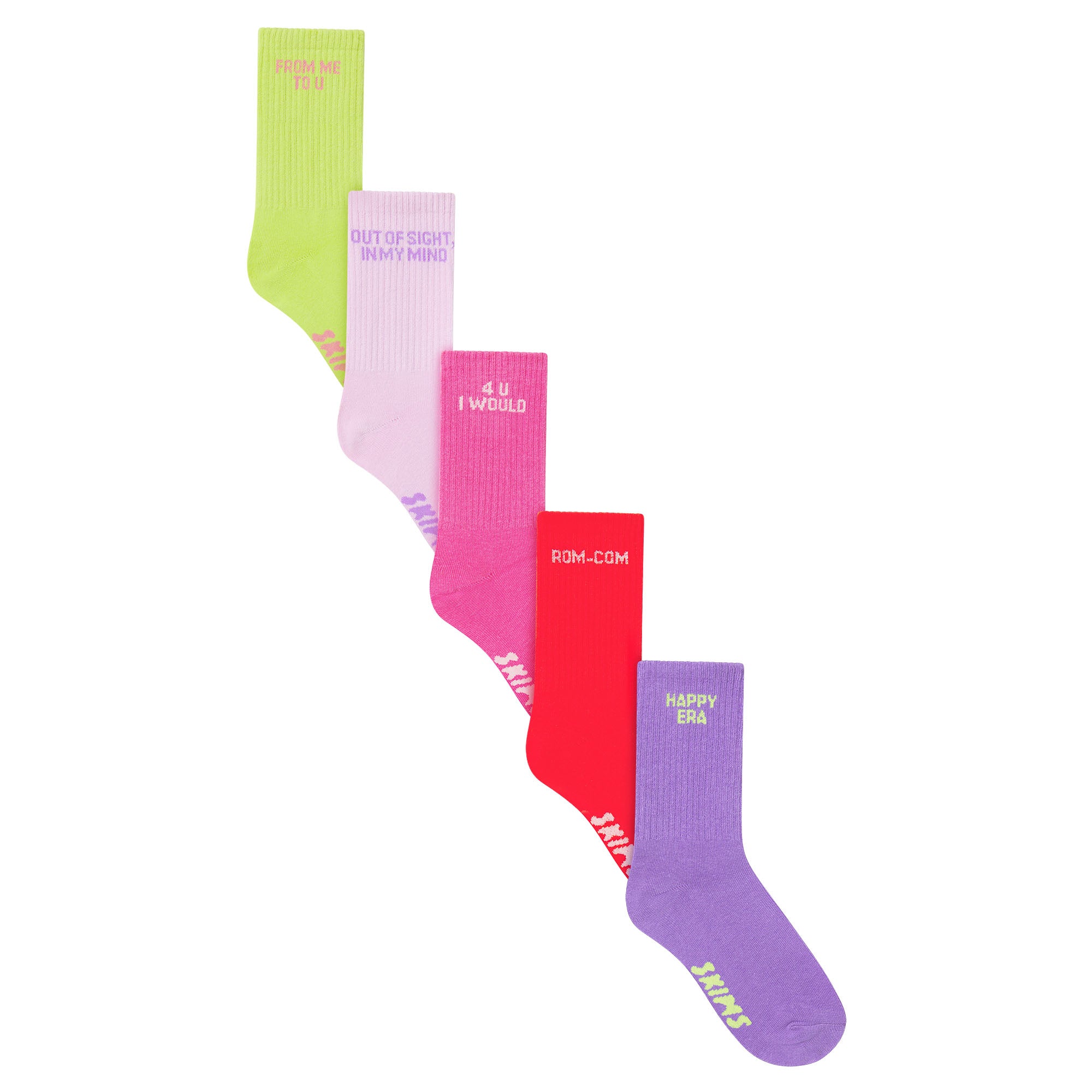 SPORT CREW SOCK 5-PACK | DAFFODIL BABY PINK MULTI
