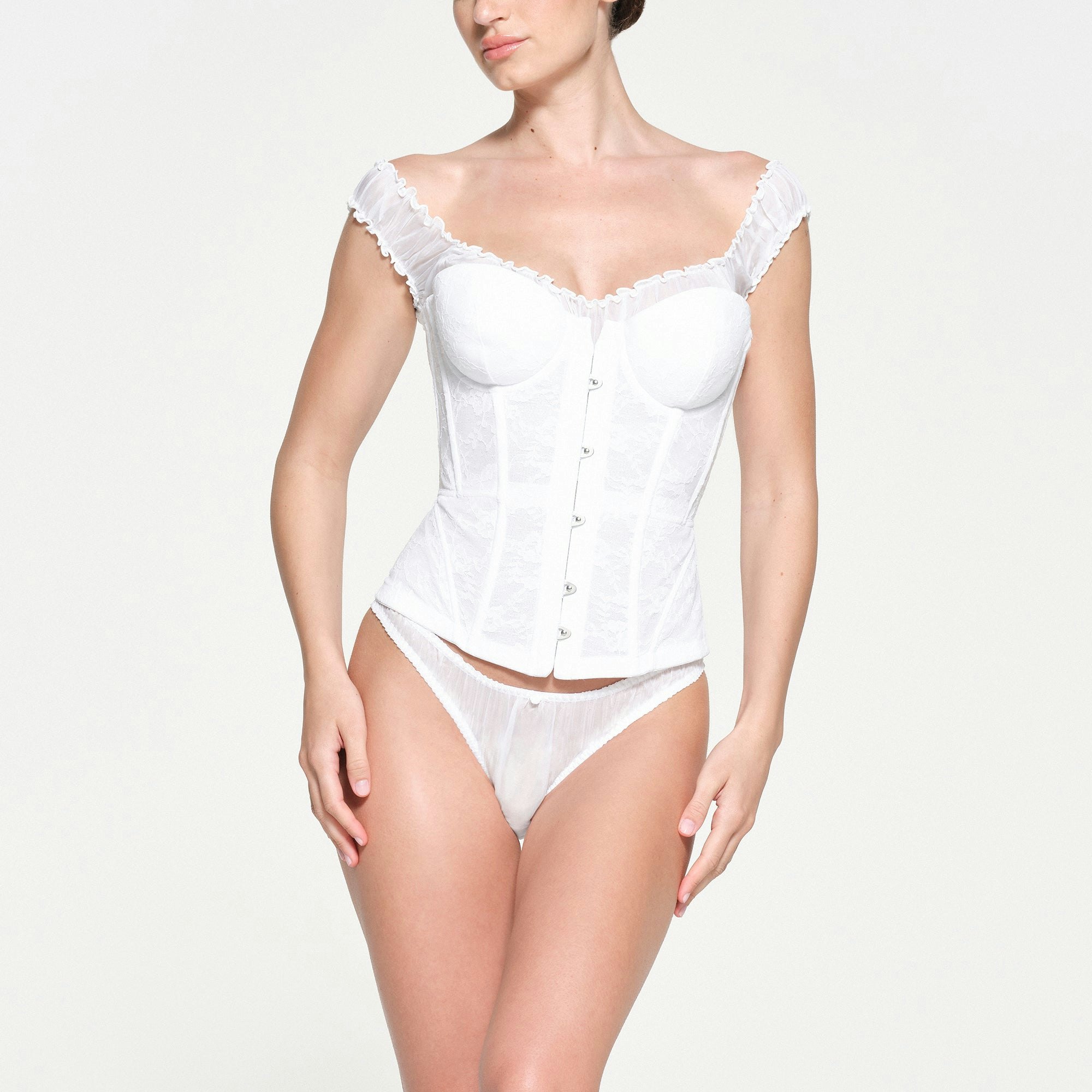 SKIMS ROMANCE LACE CORSET SNOW XXS