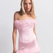 SILK FEATHER TRIM CORSET