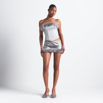 SILK FEATHER TRIM CORSET