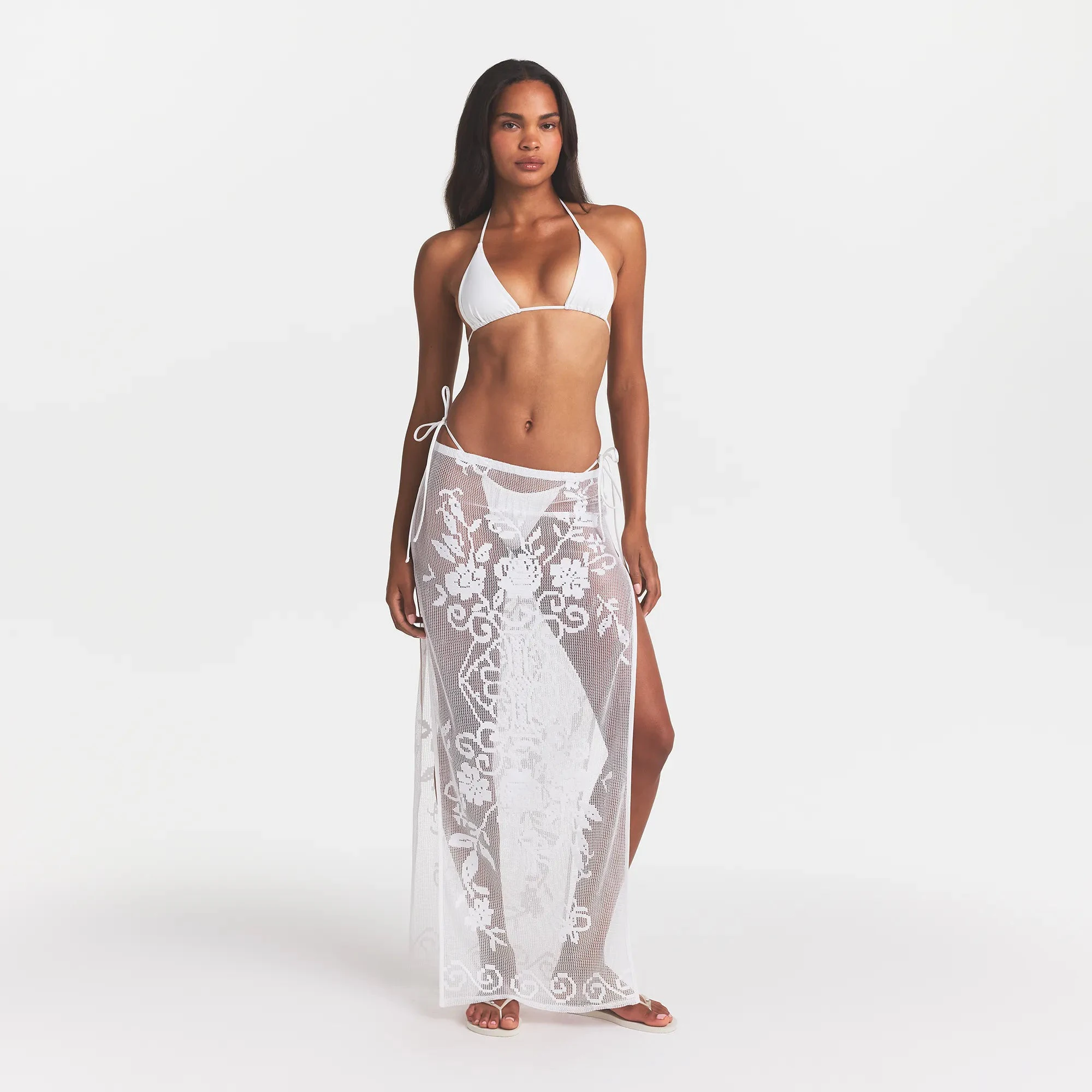 LACE COVER-UPS LONG SKIRT | SNOW ON A MODEL FRONT VIEW @ | FOCUS: 0.0, 1.0, 0.9