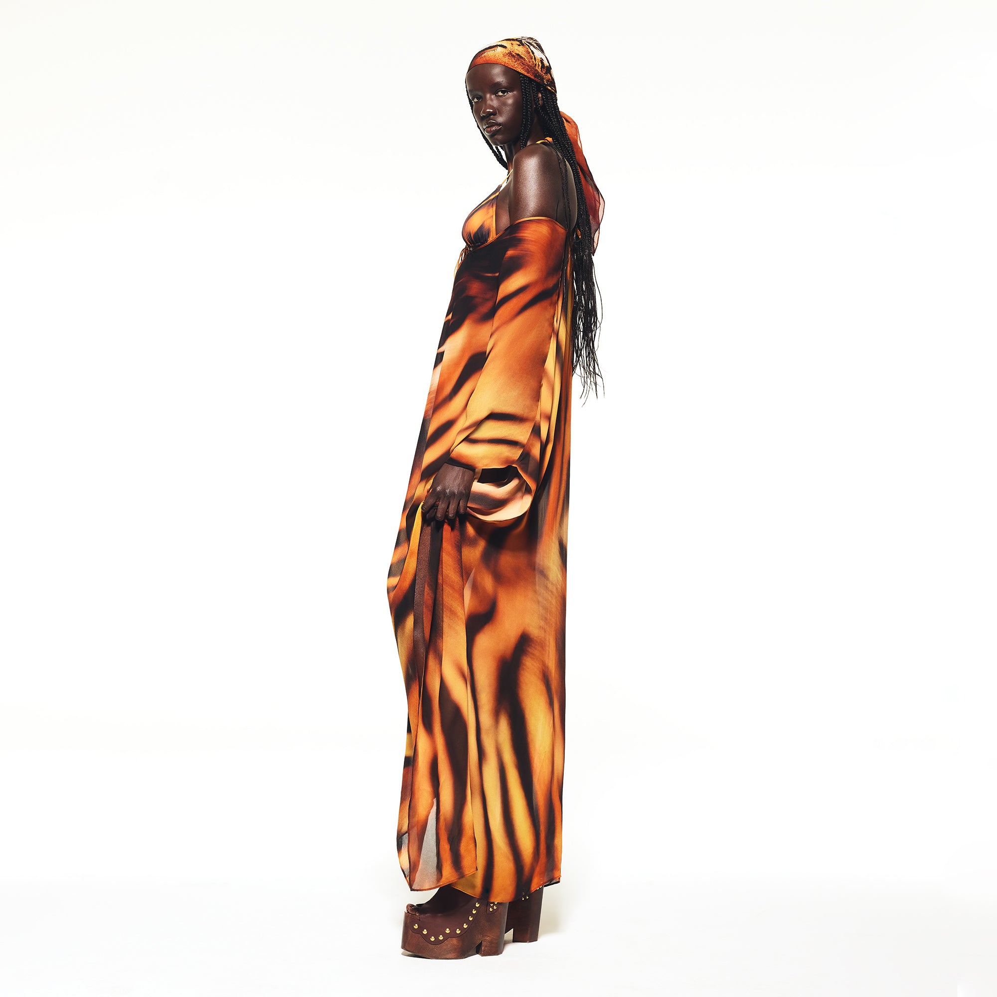 ROBERTO CAVALLI X SKIMS LONG KAFTAN | TIGER FACE PRINT