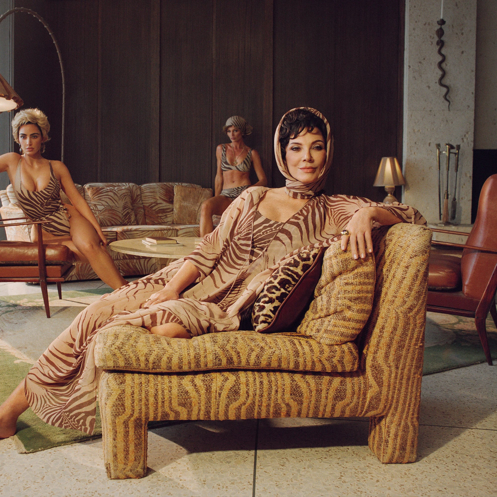 ROBERTO CAVALLI X SKIMS LONG KAFTAN | ZEBRA PRINT CAMPAIGN IMAGERY | FOCUS: 0.0, 1.0, 0.9