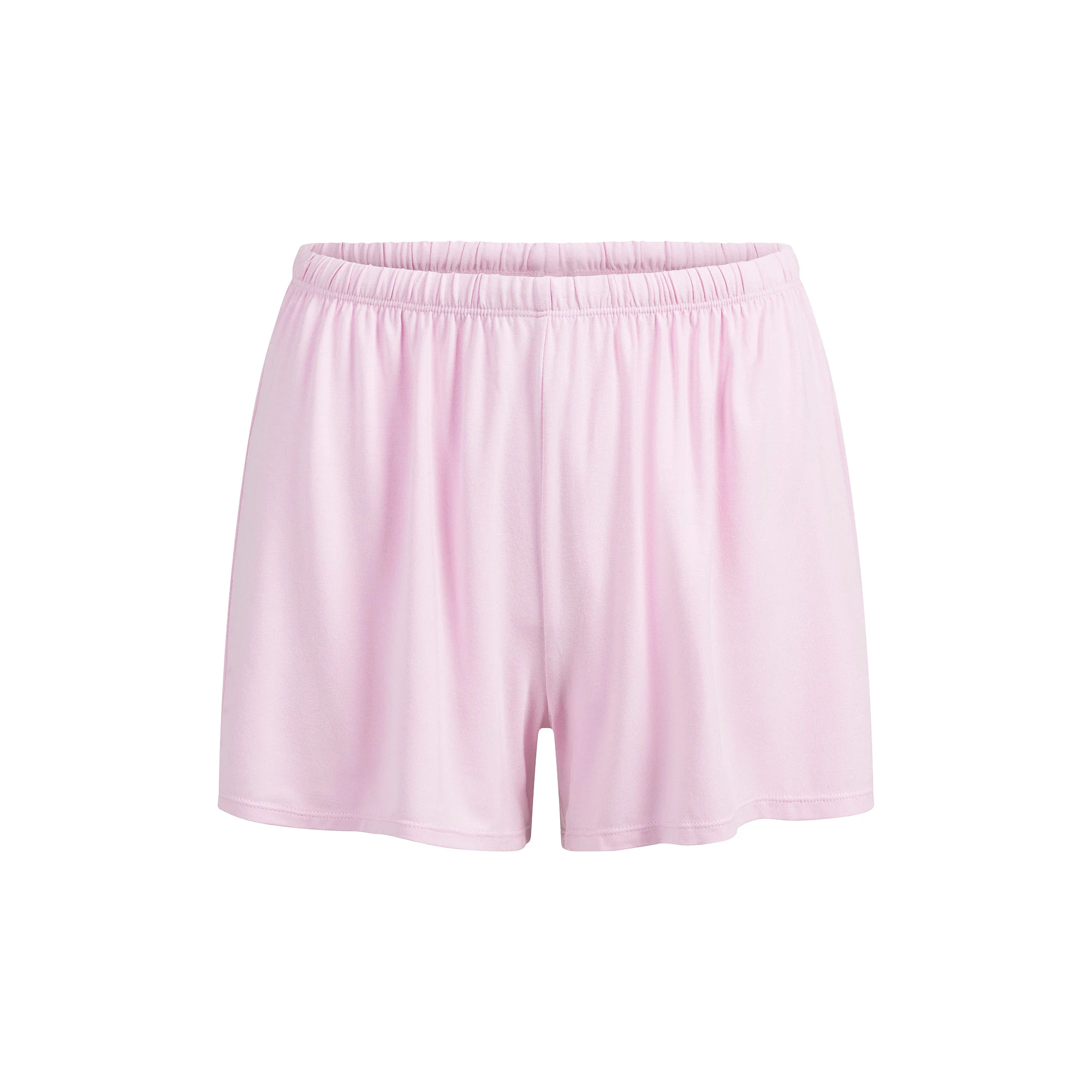 SKIMS SLEEP SHORT SLEEVE BUTTON UP SET | CHERRY BLOSSOM CONTRAST FLAT ON A WHITE BACKGROUND