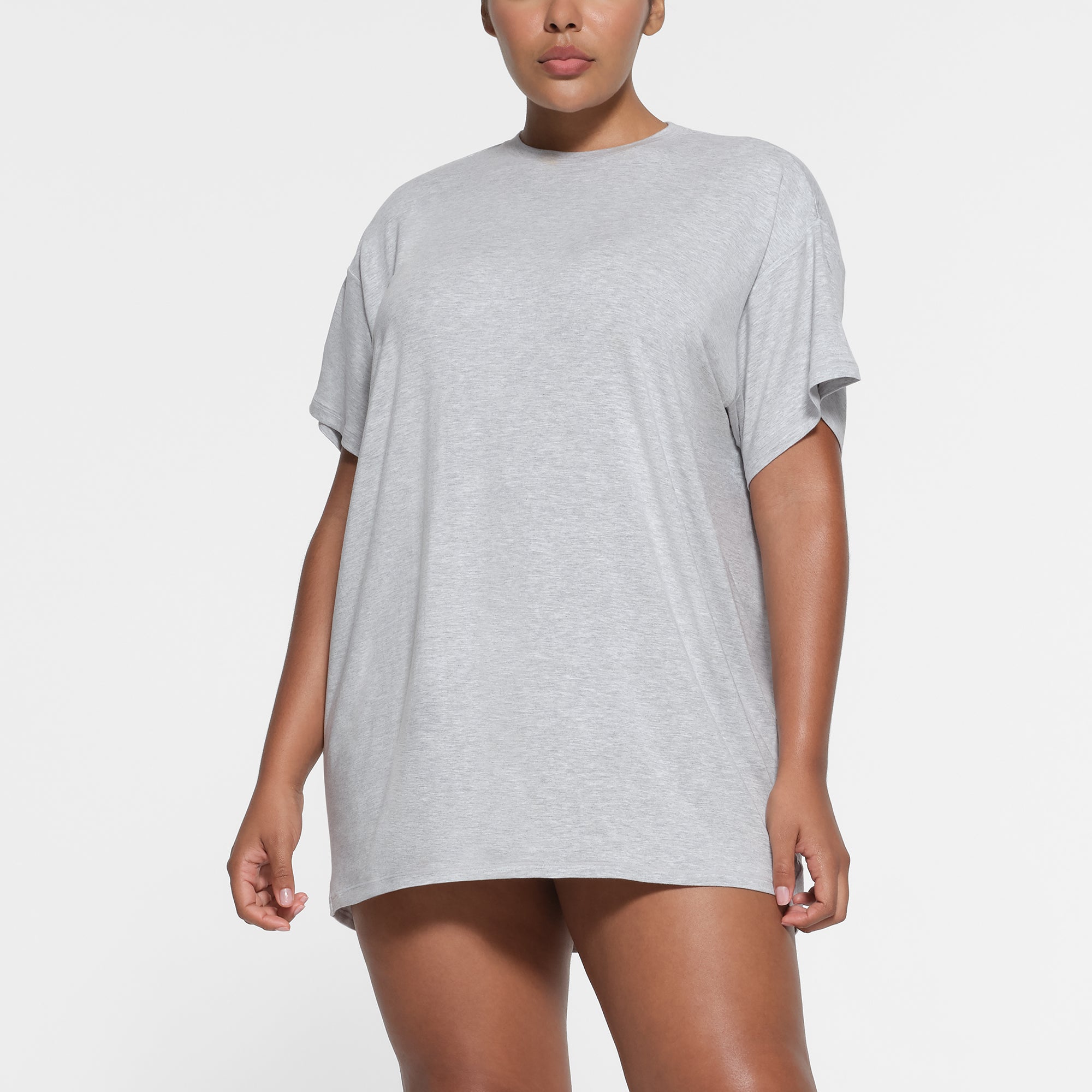 SKIMS SLEEP T SHIRT MINI DRESS LIGHT HEATHER GREY