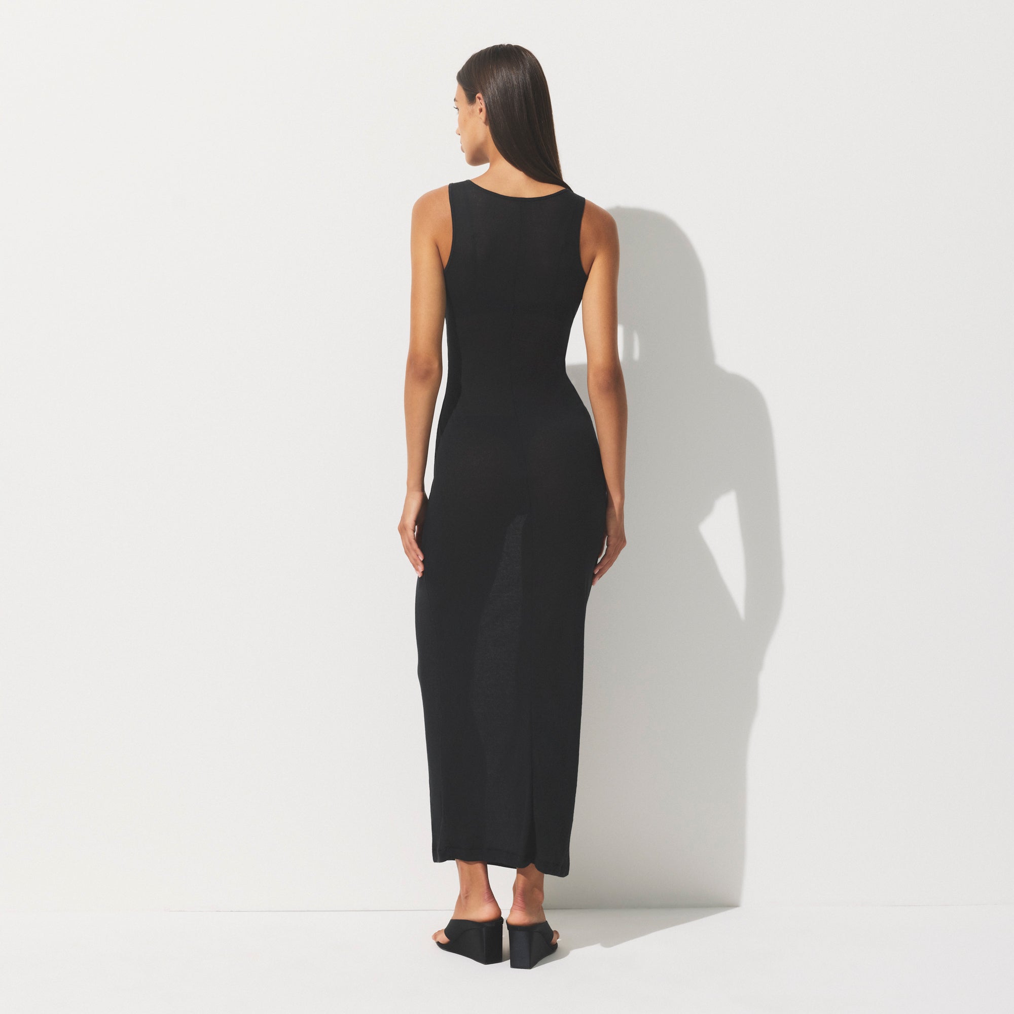 【関税込み】SKIMS ブラック Disco トラウザーズ SHEER RIB LONG DRESS | SOOT