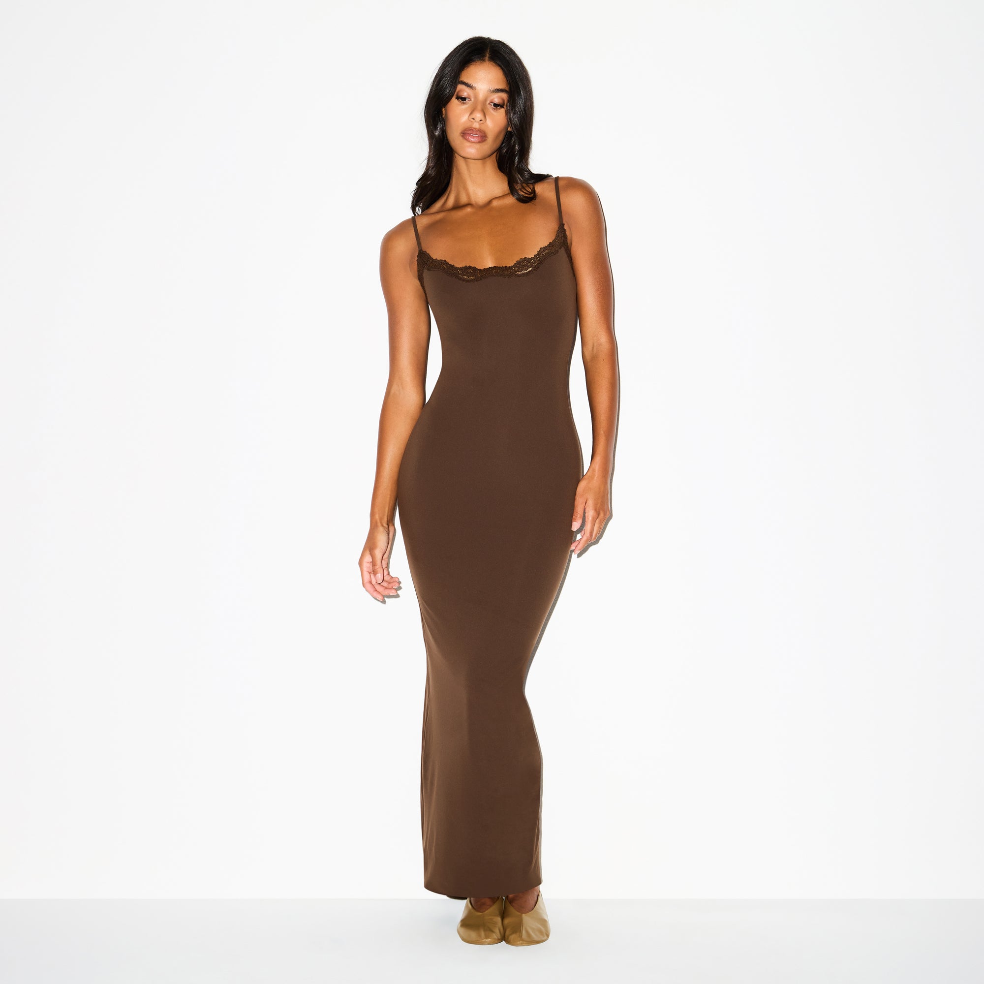 FITS EVERYBODY LACE LONG SLIP DRESS | ESPRESSO FITS EVERYBODY LACE LONG SLIP DRESS | ESPRESSO