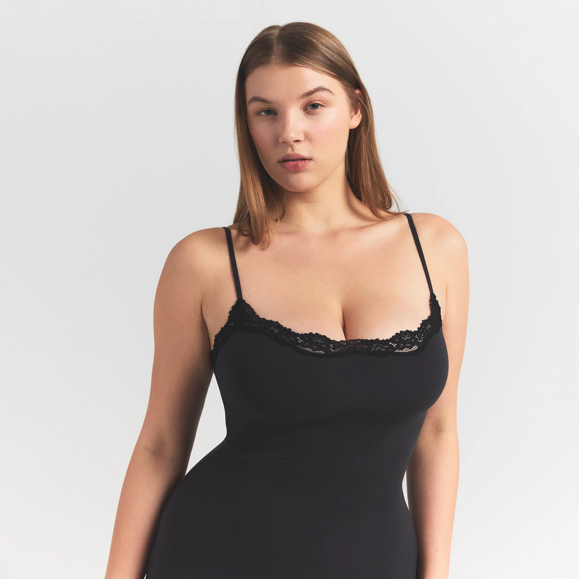 FITS EVERYBODY LACE LONG SLIP DRESS | ONYX | SKIMS FITS EVERYBODY LACE LONG SLIP DRESS | ONYX | SKIMS