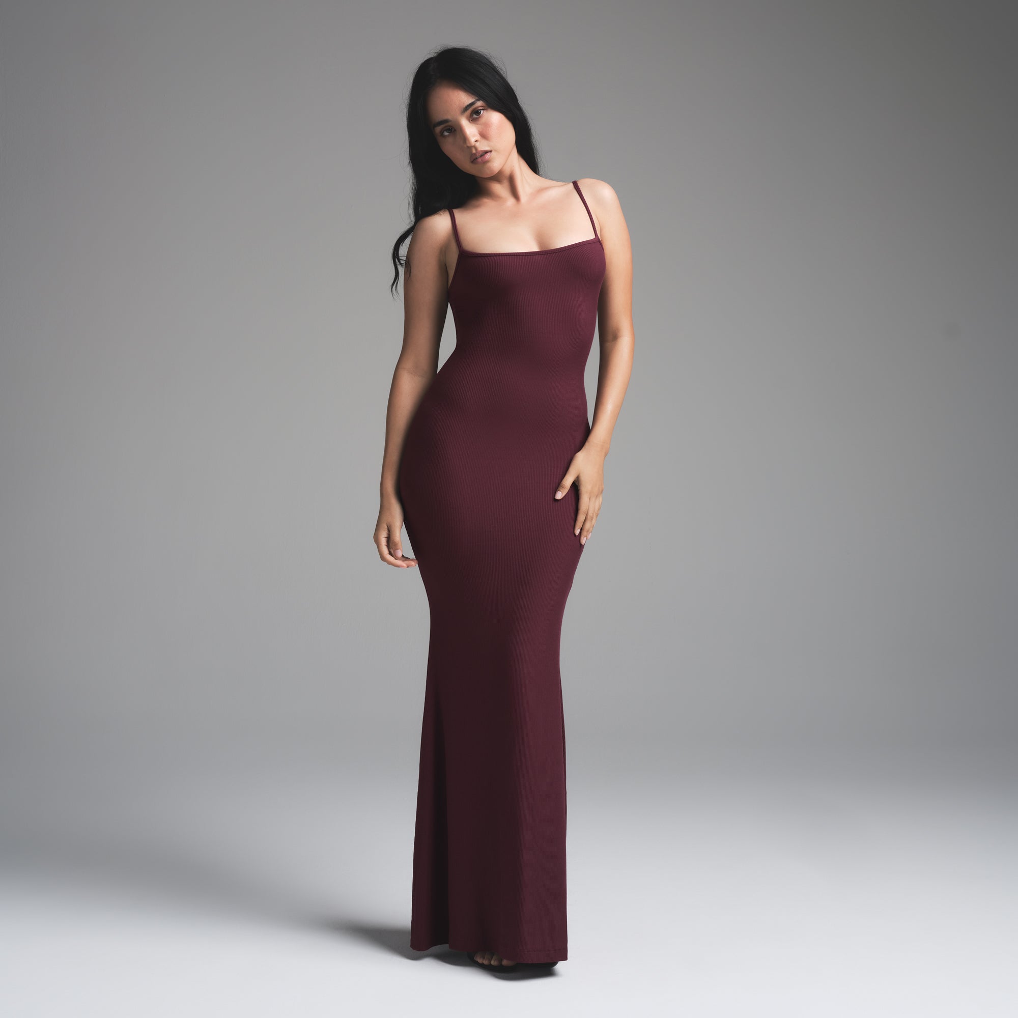 SOFT LOUNGE PETITE LONG SLIP DRESS BORDEAUX XXSP