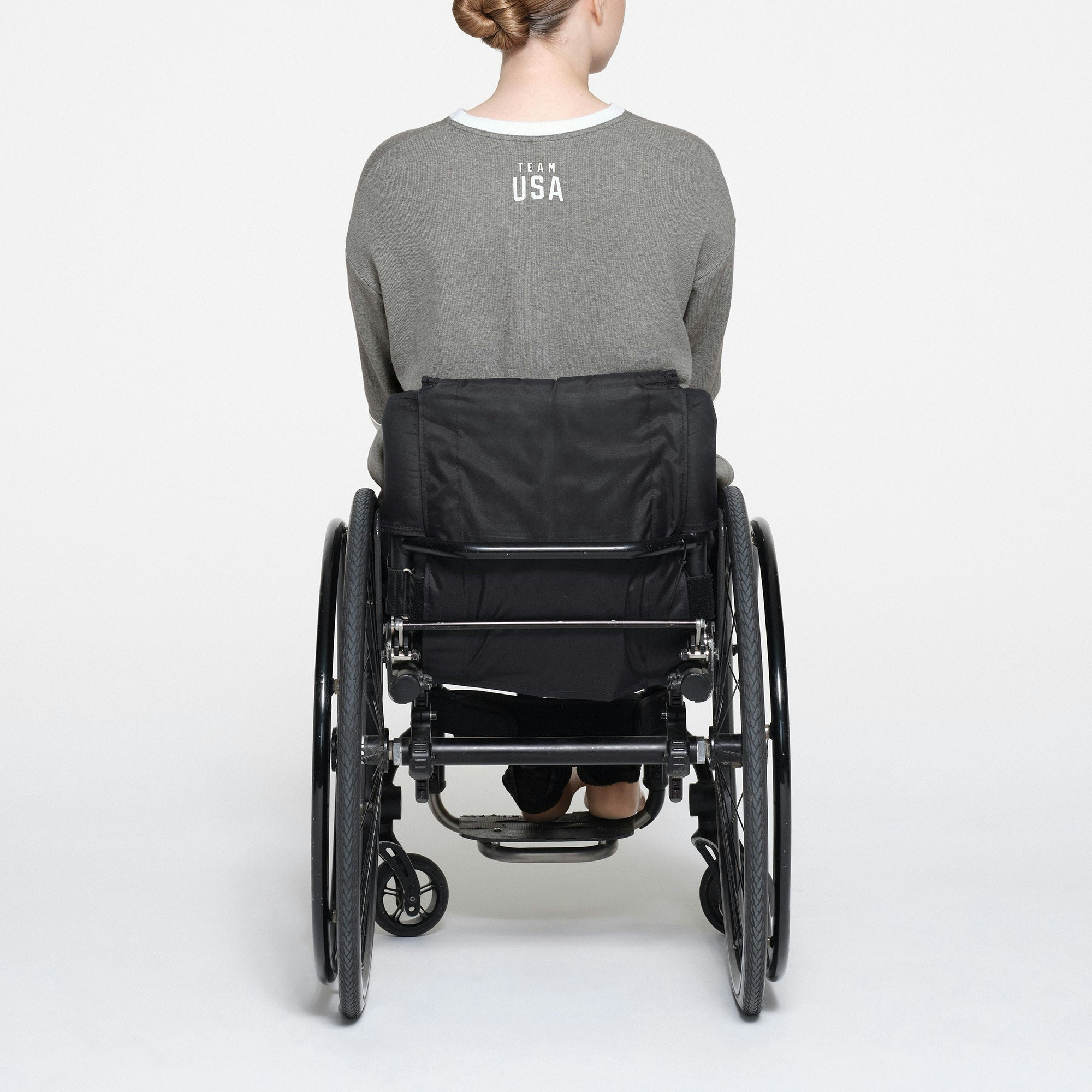 SKIMS FOR TEAM USA COTTON RIB PARALYMPIC T-SHIRT MINI DRESS | HEATHER GREY ON A MODEL BACK VIEW