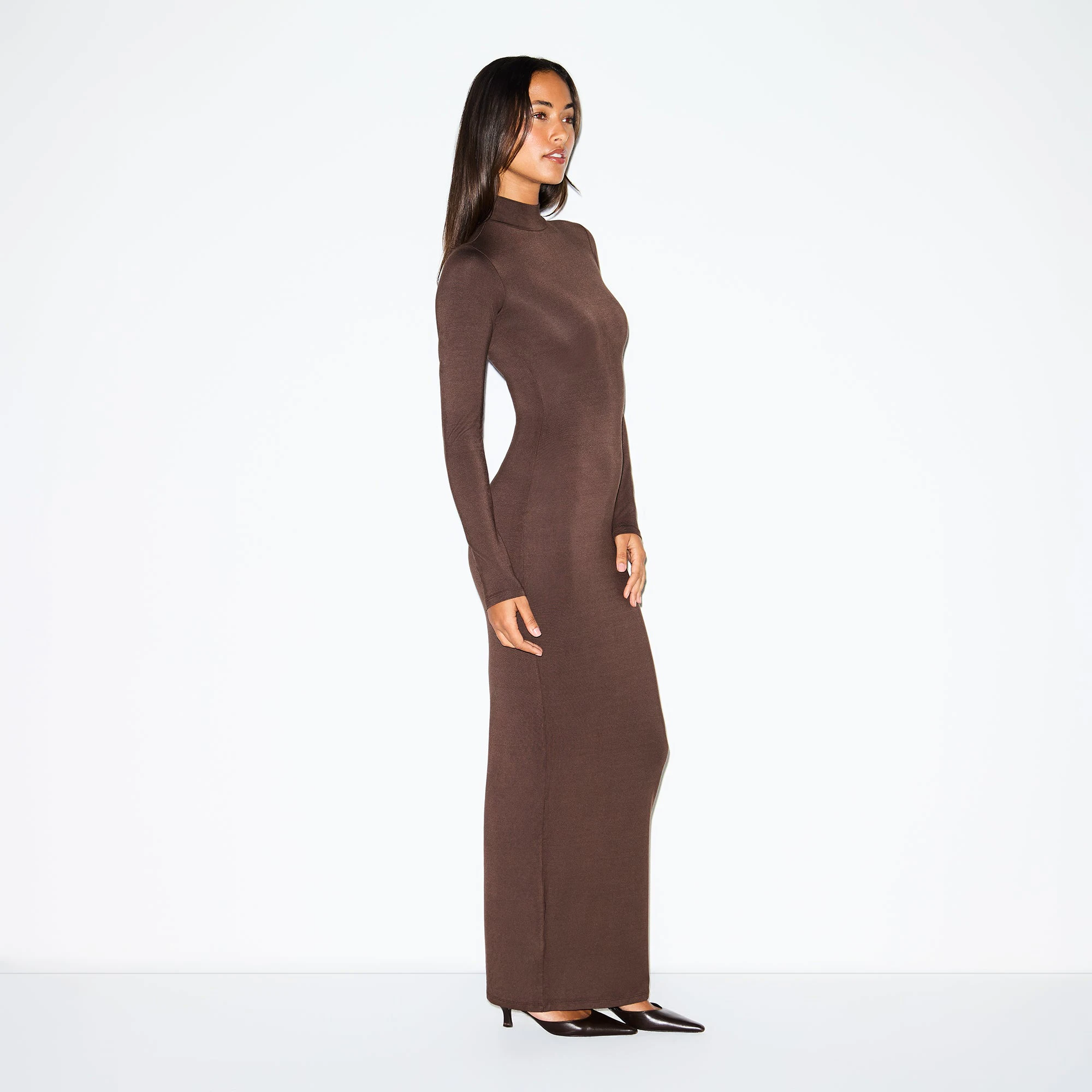 SMOOTH LAYERS TURTLENECK LONG DRESS | ESPRESSO | XXS SMOOTH LAYERS TURTLENECK LONG DRESS | ESPRESSO | XXS