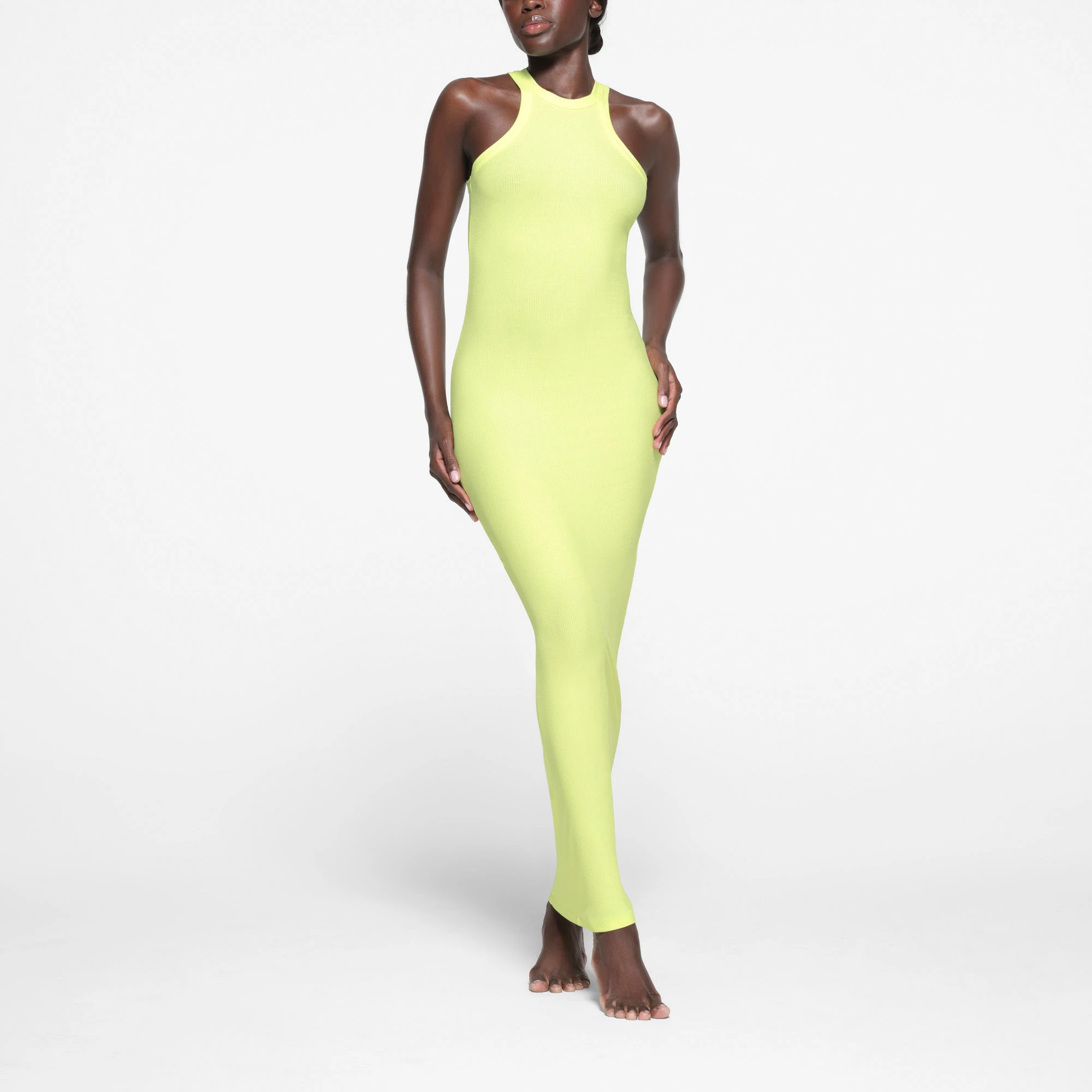SOFT LOUNGE LONG TANK DRESS | LEMONADE ON A MODEL FRONT VIEW