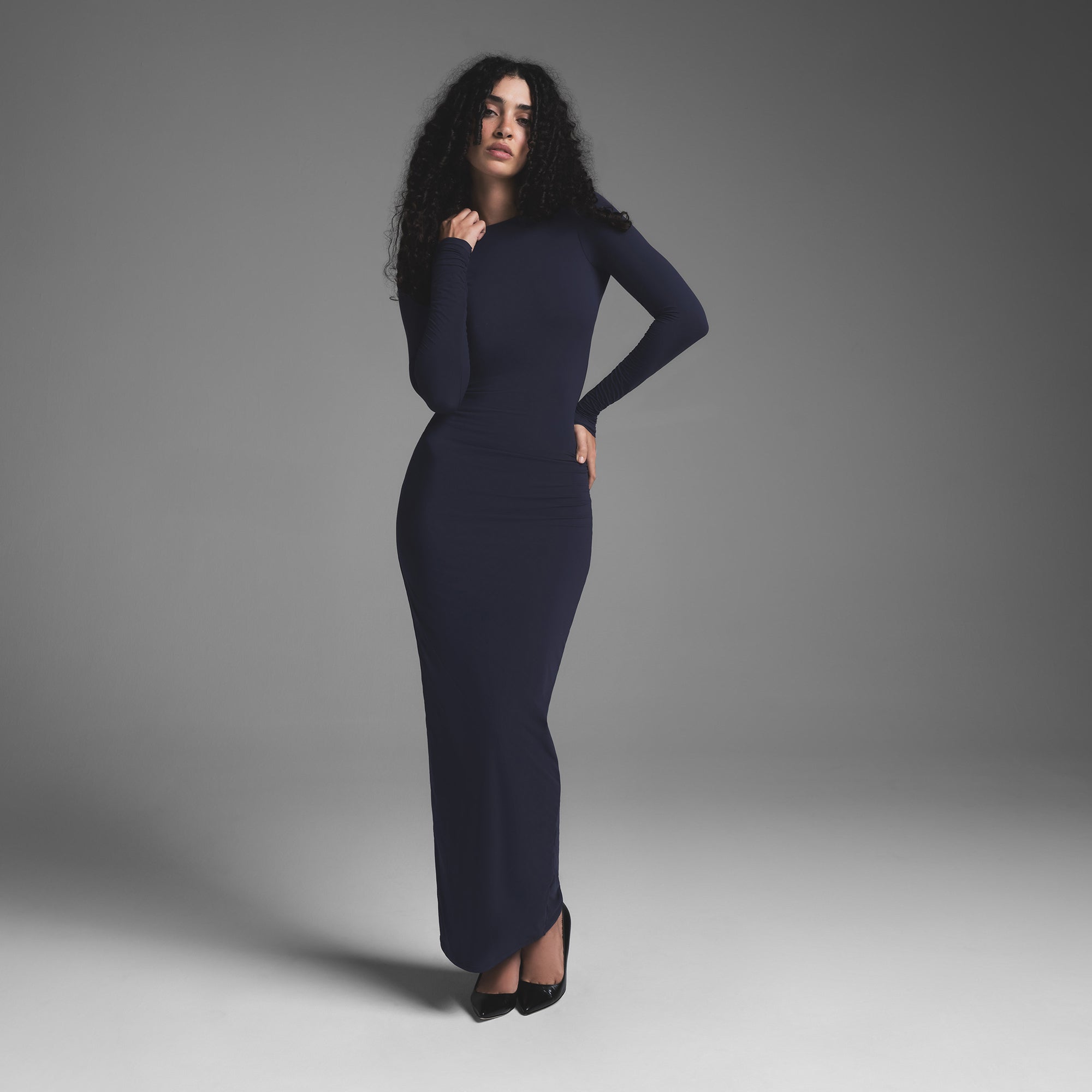Navy low back dress shop