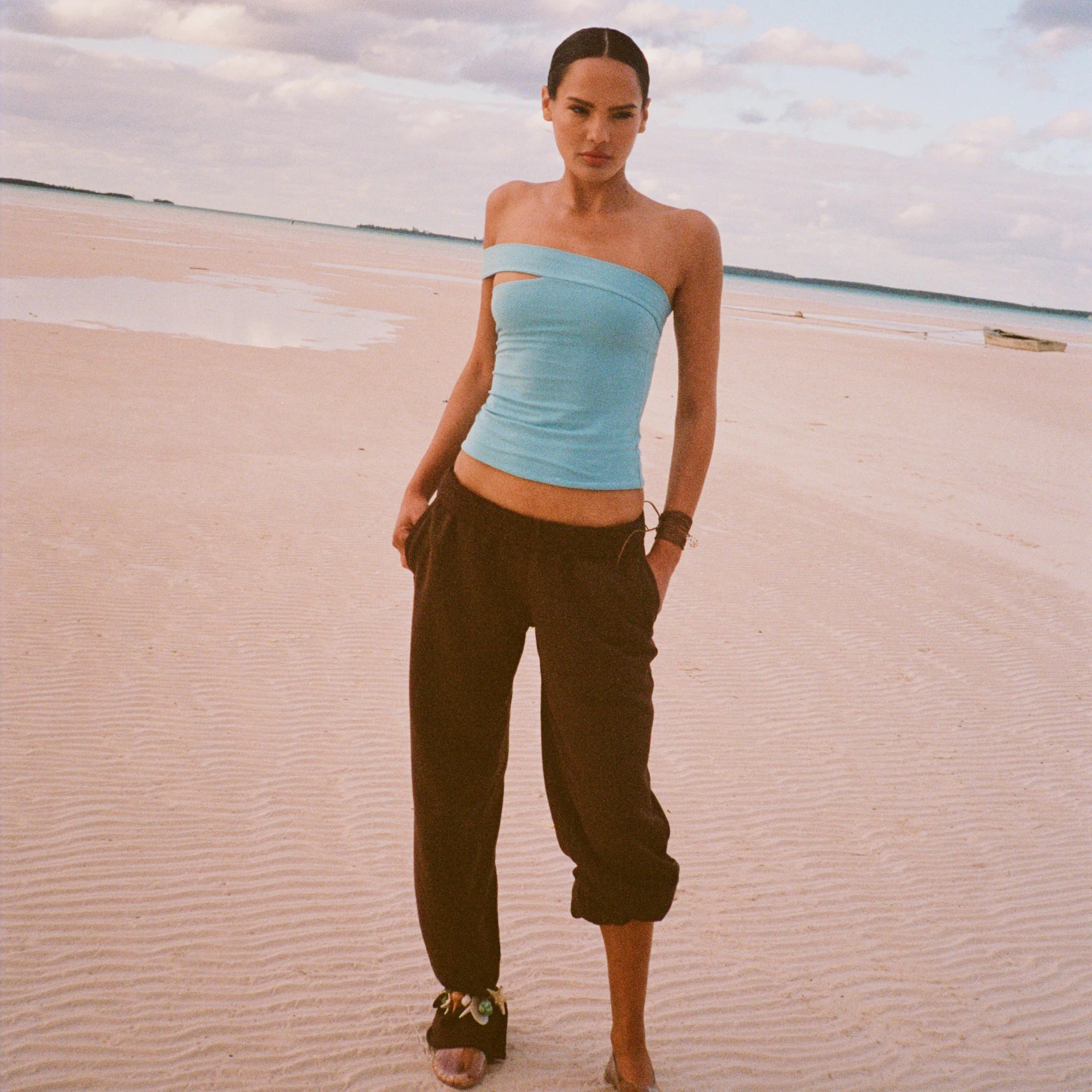COTTON JERSEY ASYMMETRICAL TOP | CAMPAIGN WATER