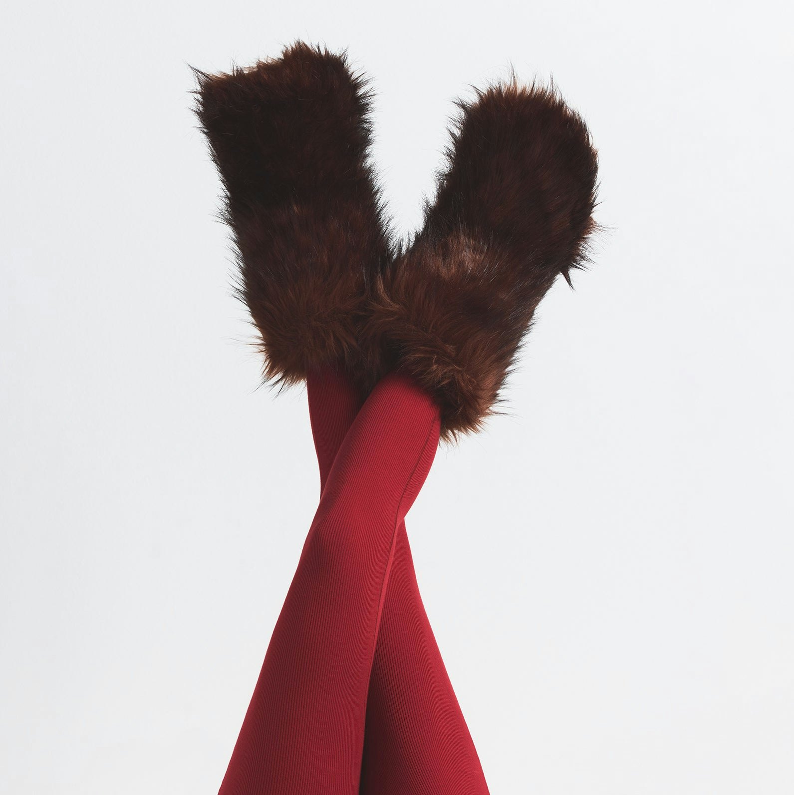 FAUX FUR BOOT | COCOA ON A MODEL FRONT VIEW @ | FOCUS: 0.0, 1.0, 0.9