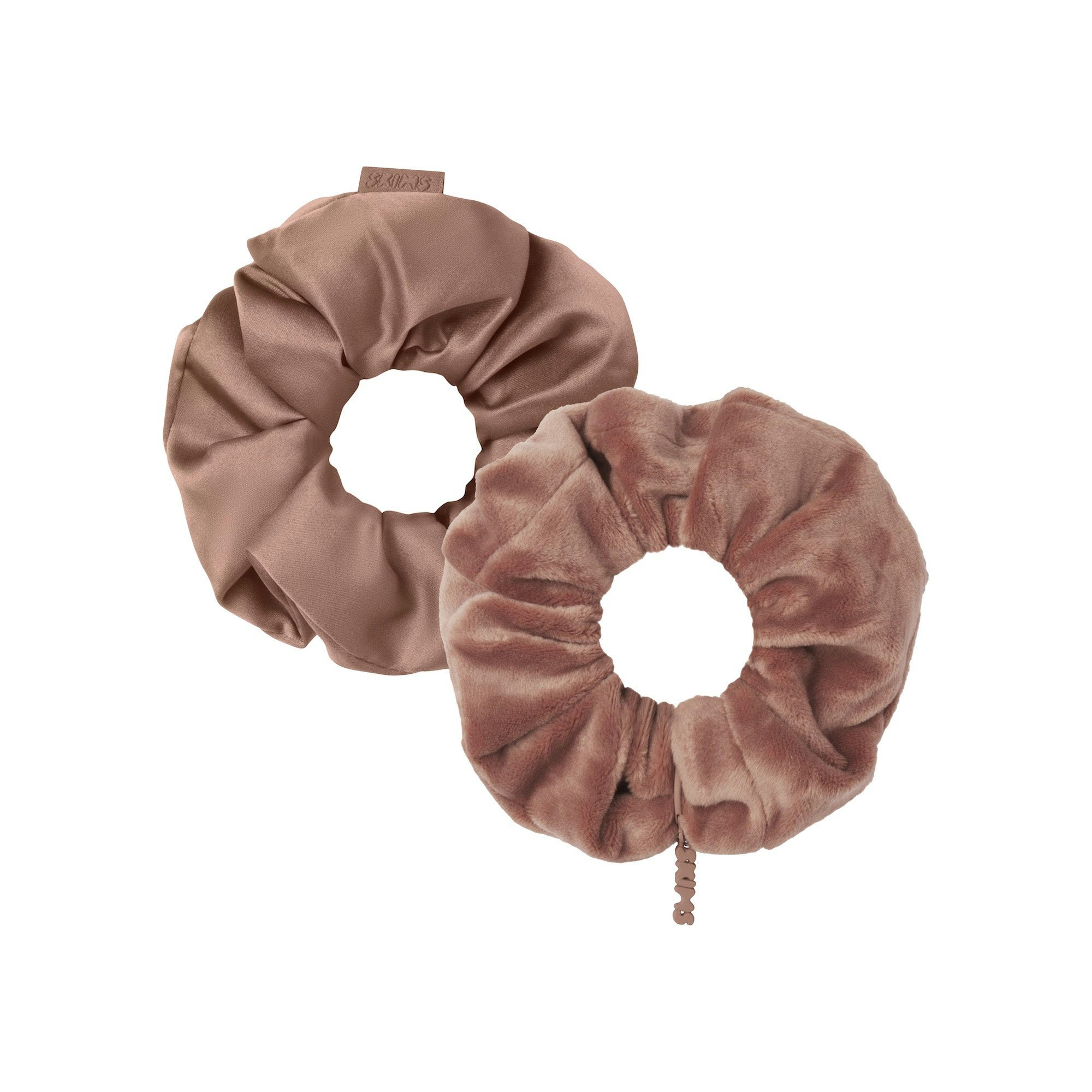 GETTING READY ACCESSORIES SATIN AND VELOUR SCRUNCHIE 2 PACK SIENNA ADDITIONAL FABRIC DETAILS